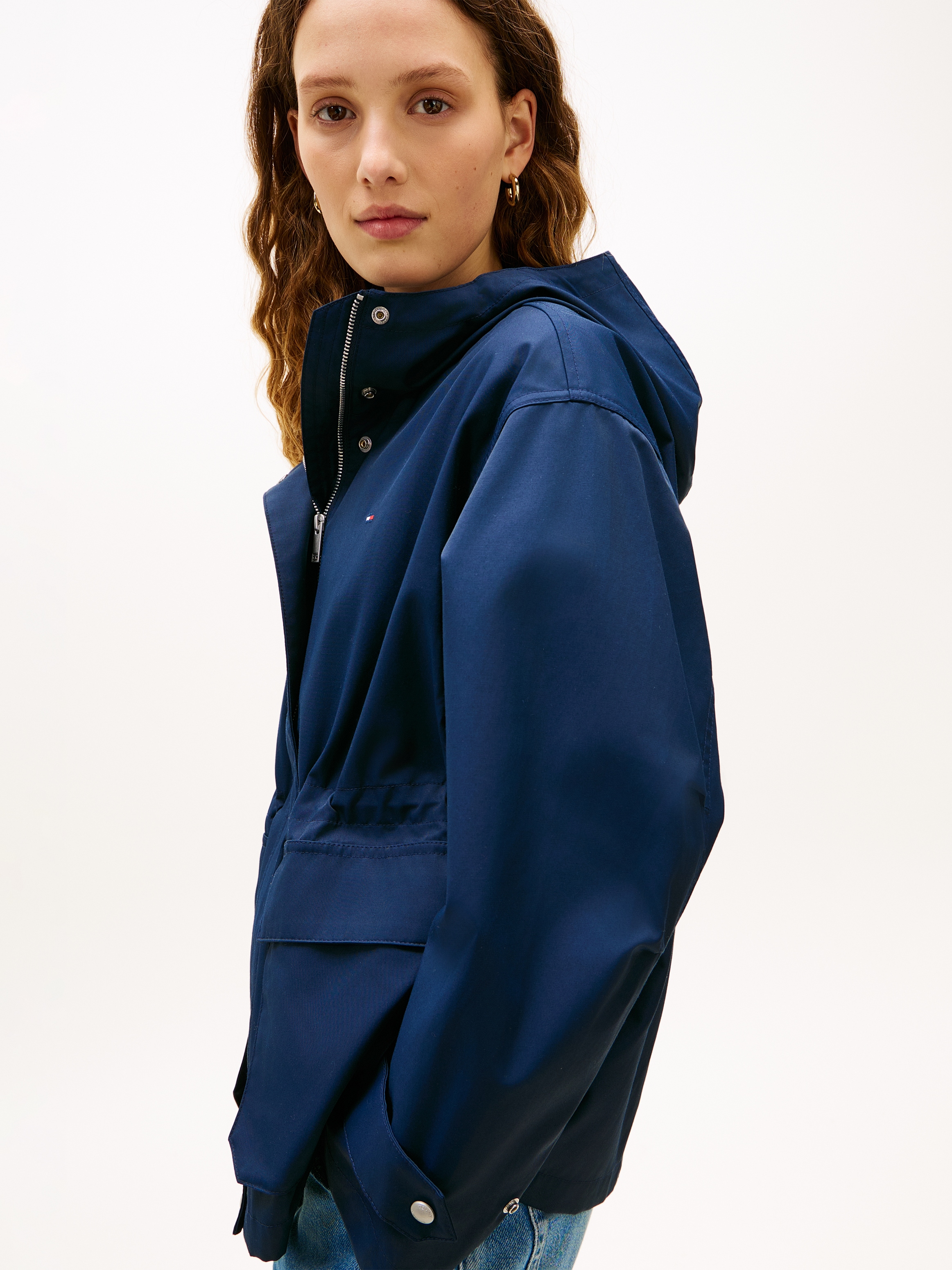 Tommy Hilfiger Outdoorjacke »COTTON NYLON UTILITY SHORT PARKA« mit Kapuze mit verdecktem Reissverschluss