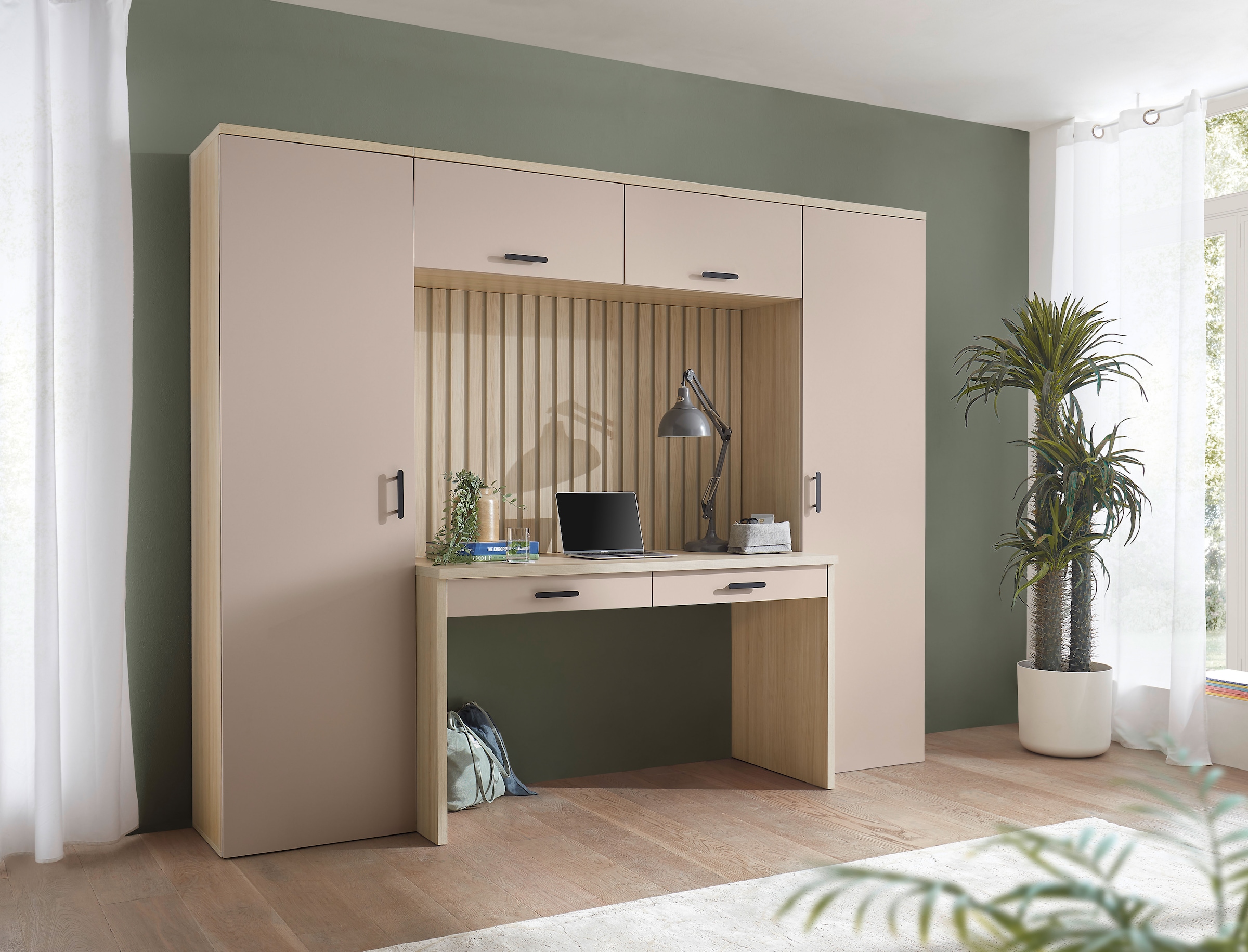 BEGA OFFICE Ensemble de meubles de bureau »Aragon Bürokombination B/H/T 250x200x60 cm« ensemble de bureau 4 pièces, revêtement mélaminé, poignées en métal