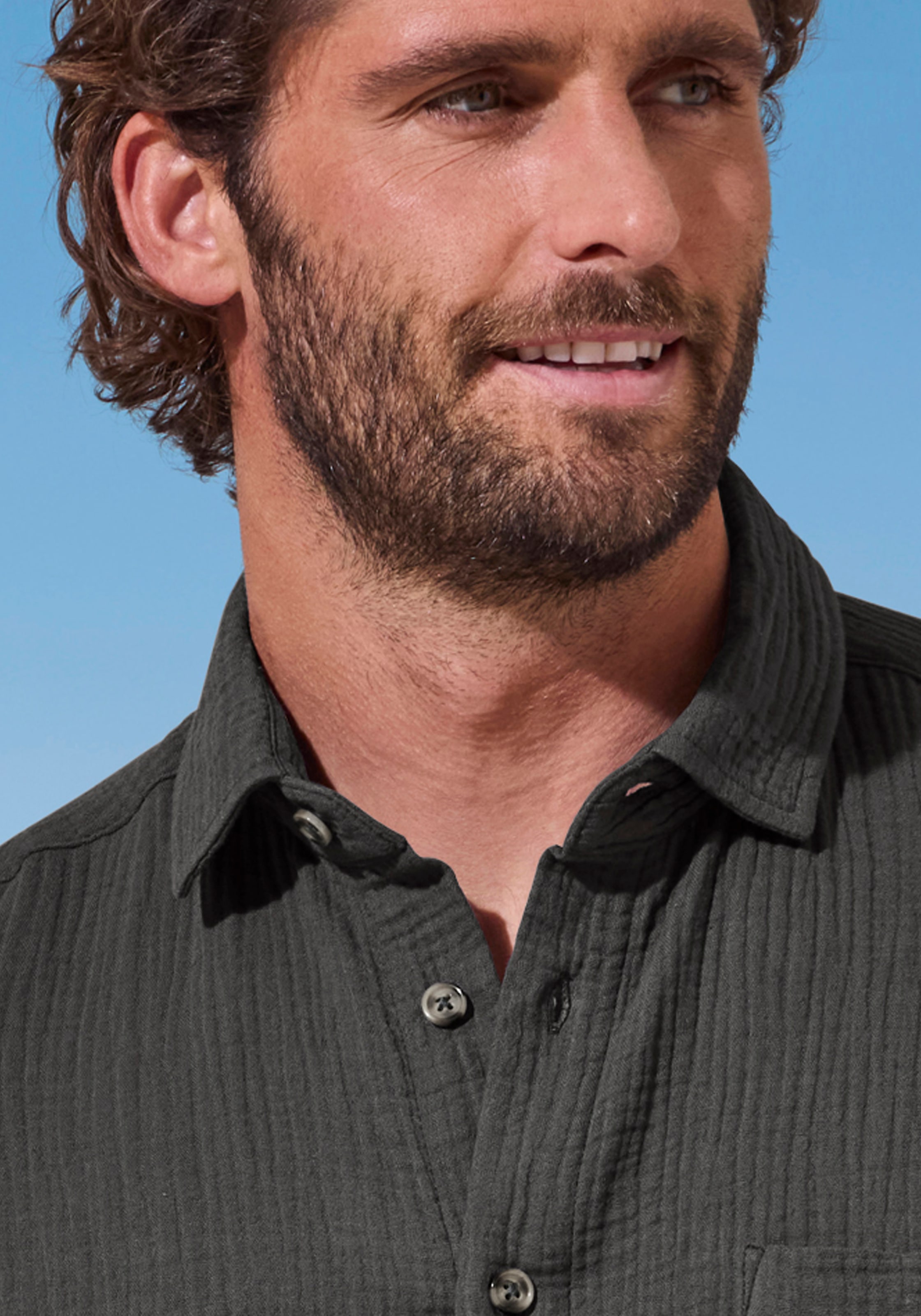 Beachtime Langarmhemd »Regular fit« Langarm, Freizeithemd aus Musselin-Ware