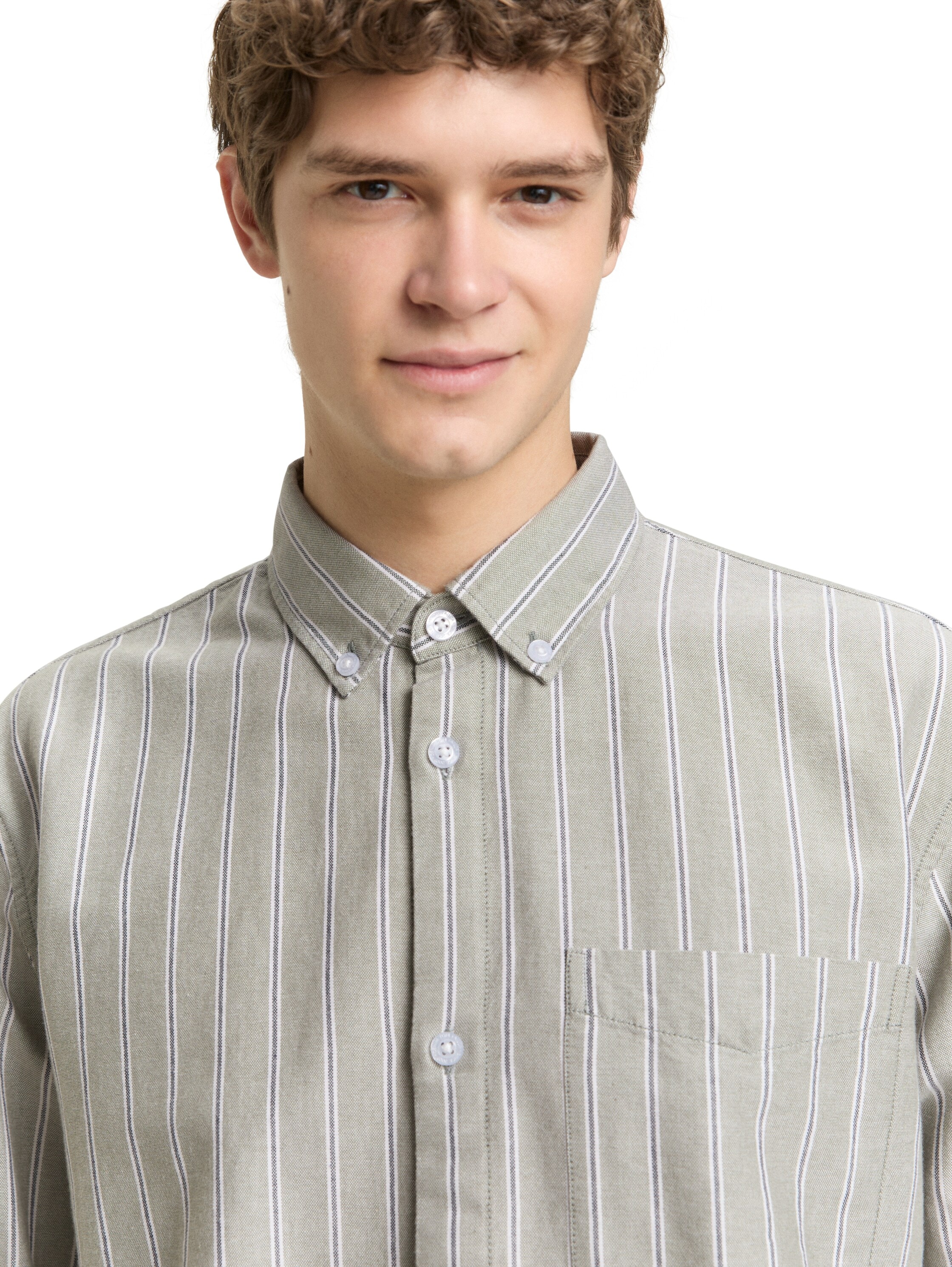 TOM TAILOR Denim Chemise à manches longues gestreift, mit Button-down-Kragen