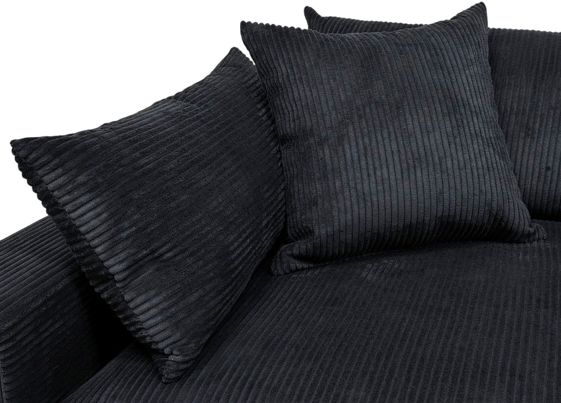 GOODproduct Canapé d'angle »Cosy Lounge L-Form, Breite 268 cm« méga canapé recouvert de velours côtelé, avec ressorts et 5 coussins décoratifs