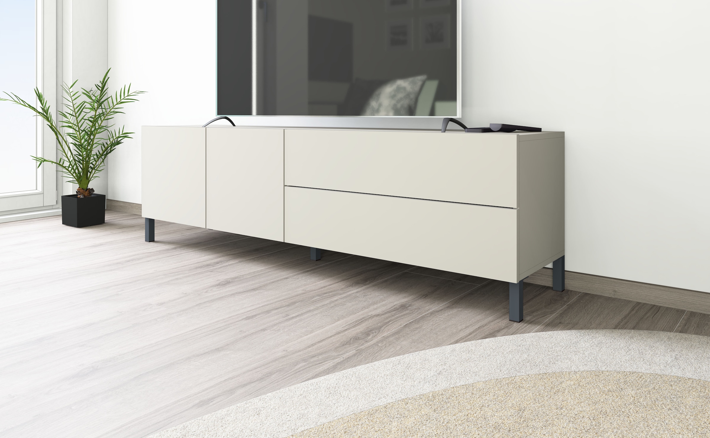 borchardt Möbel Lowboard »Sophia, TV-Schrank Breite 152 cm« Metallfüsse, grifflose Optik