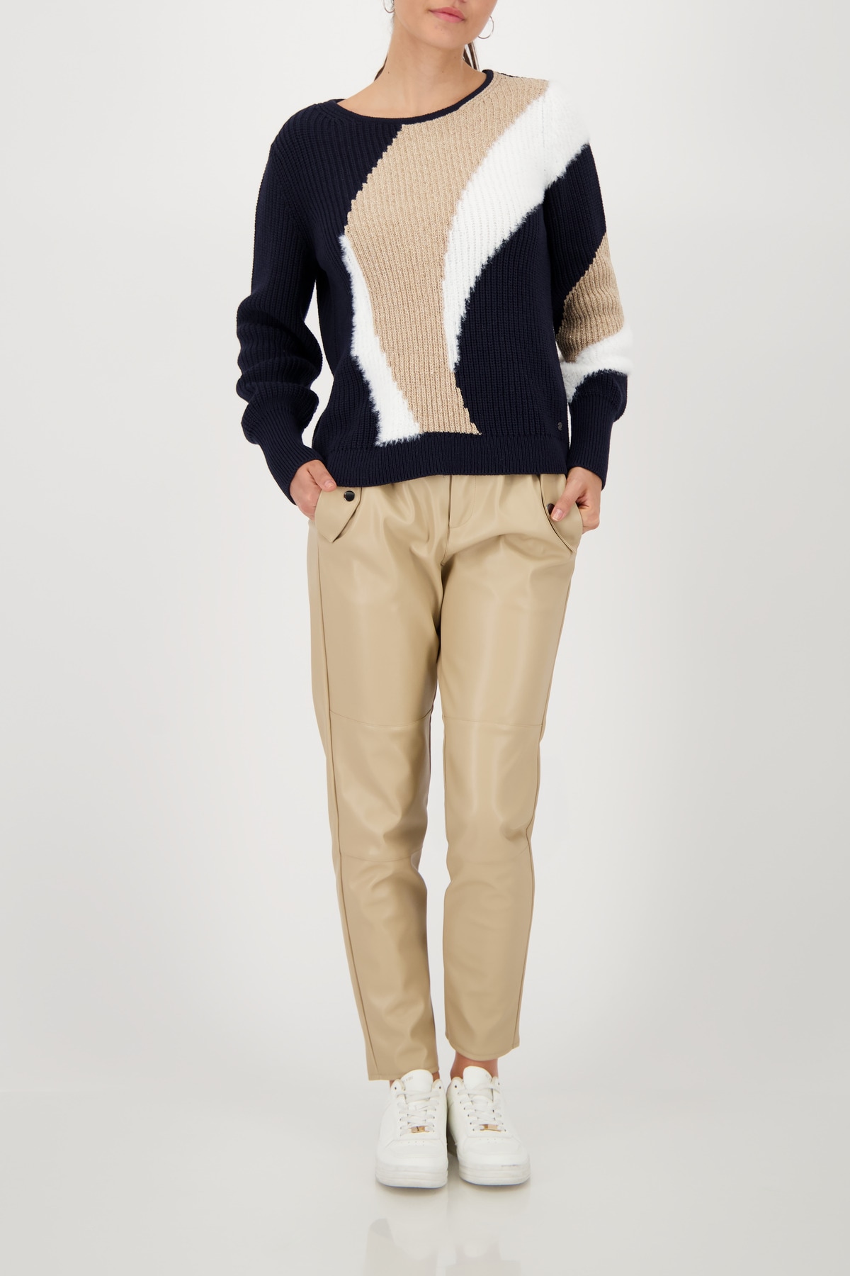 Monari Strickpullover »Pullover Intarsie« Mit Rundhalsausschnitt