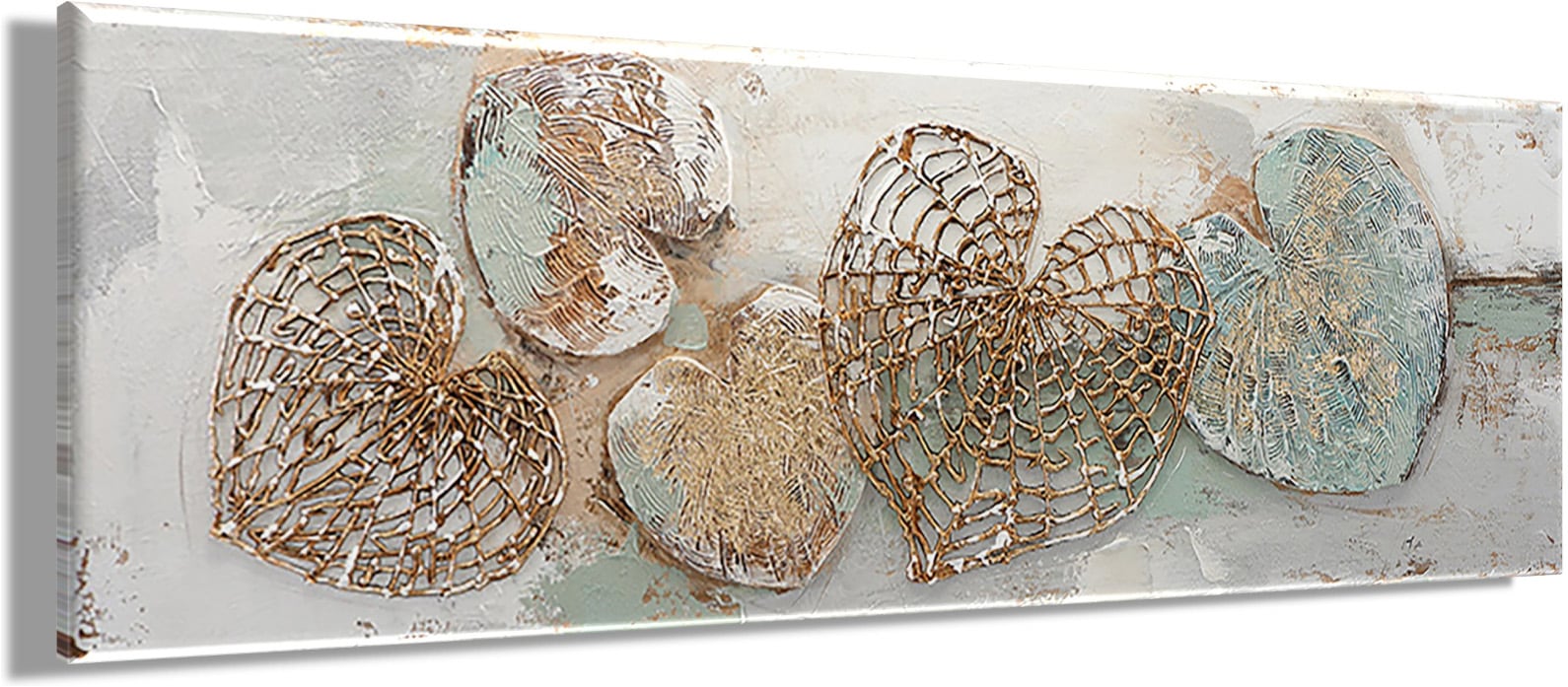 Bönninghoff Peinture à l'huile »handarbeit HERZEN 40x120 cm – Wandbild Kunst Deko modern« Abstrait | Art | Feuilles | Formes | Images de feuilles | Symboles 1 cuis tlg. fabriqué à la main, chaque image est unique