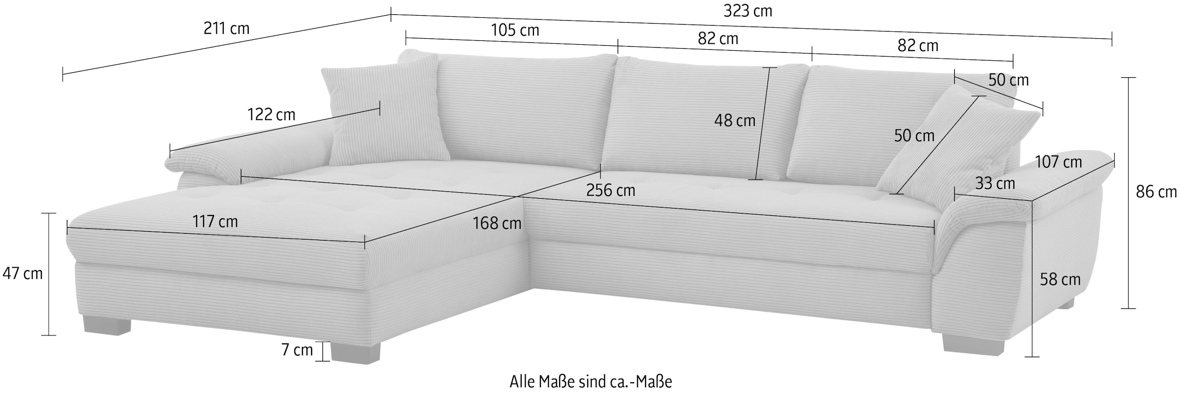 Mr. Couch Canapé d'angle »Dario, L-Form, mit Bett und Bettkasten« wahlweise mit Kaltschaum