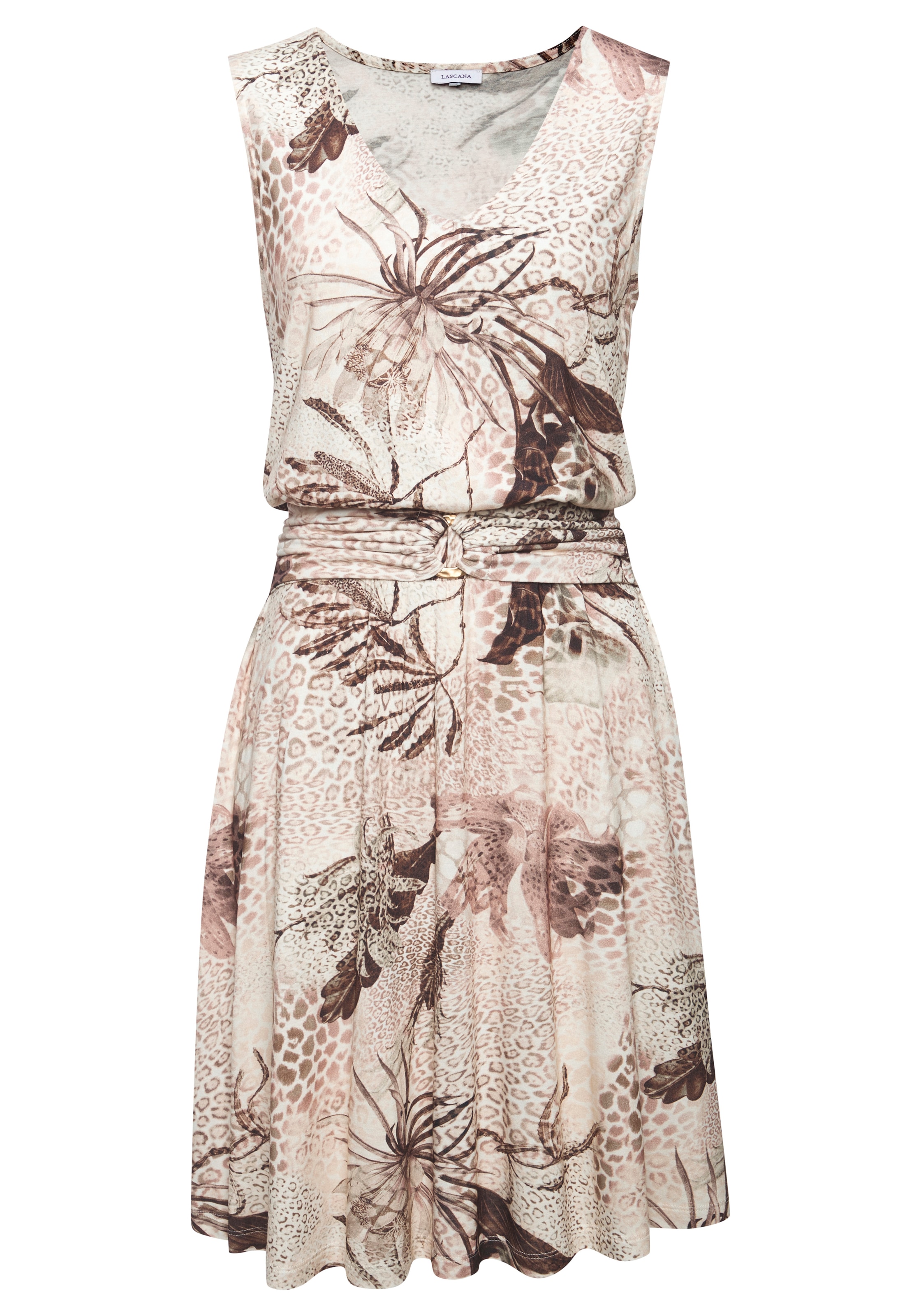 LASCANA Robe en jersey Sans poches mit Alloverdruck
