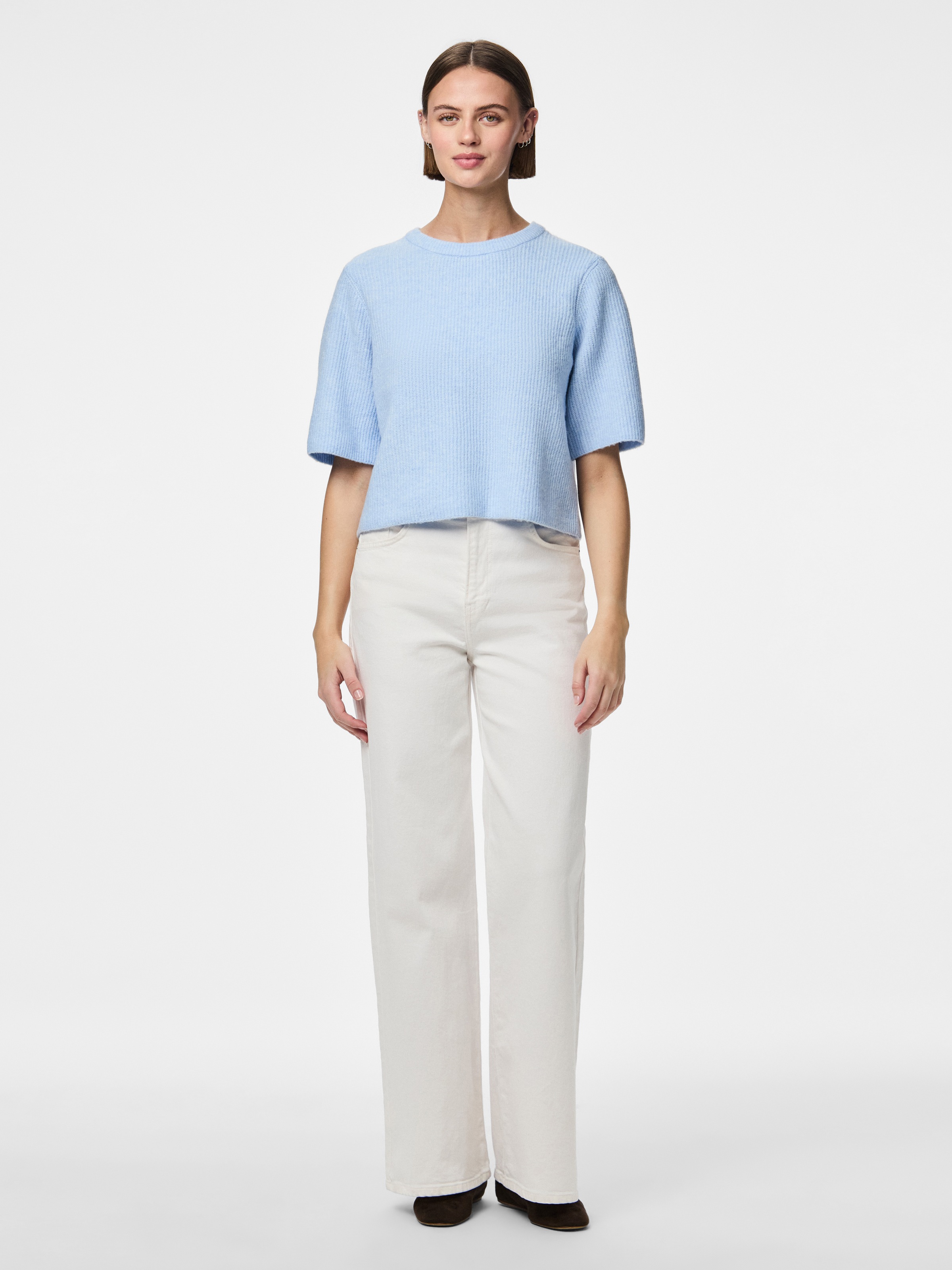 pieces Pull en tricot »PCSILLY SS O-NECK KNIT NOOS BC« mit weiten, kurzen Ärmeln