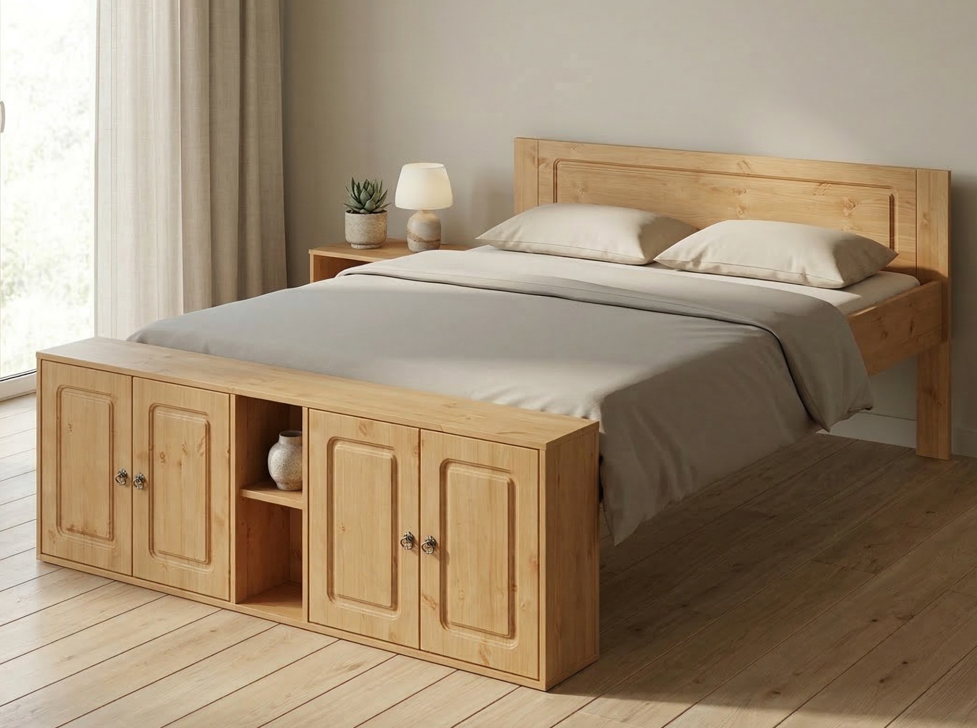 GOODproduct Massivholzbett »Paula, Bett, Stauraumbett, Holzbett, Bettgestell« (B/T/H: 148,8/224,4/82 cm,  aus massiver Kiefer, extra viel Stauraum im Fussteil, FSC®-zertifiziert