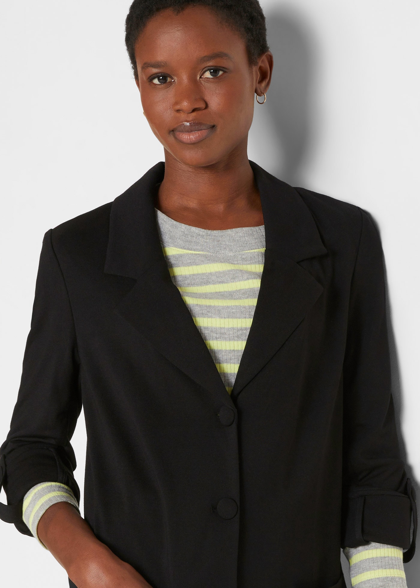 bonprix Blazer en sweat 1 mit langem Arm, mit Reverskragen, Oversize Passform, aus Viskose