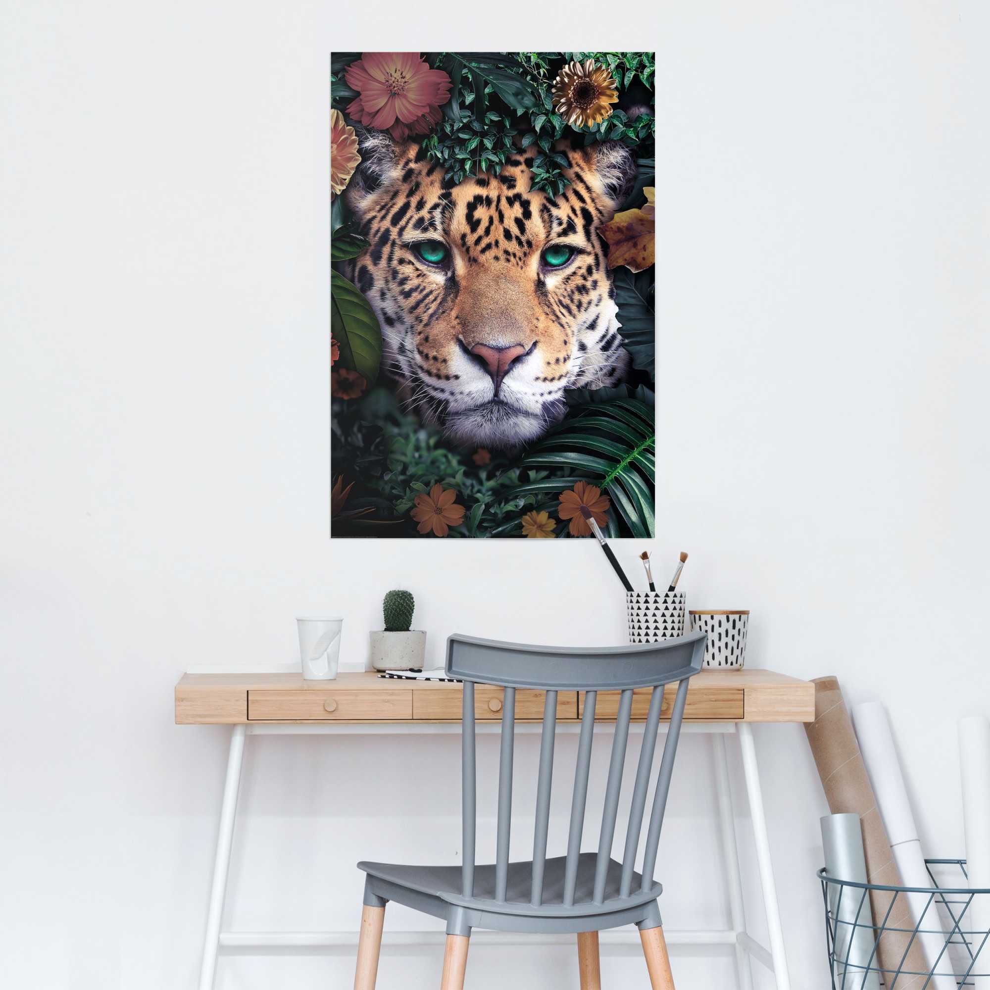 Reinders! Poster »Leopard Blumen - Pflanzen - Farbenfroh - Tiermotiv« 1 Stk. tlg.