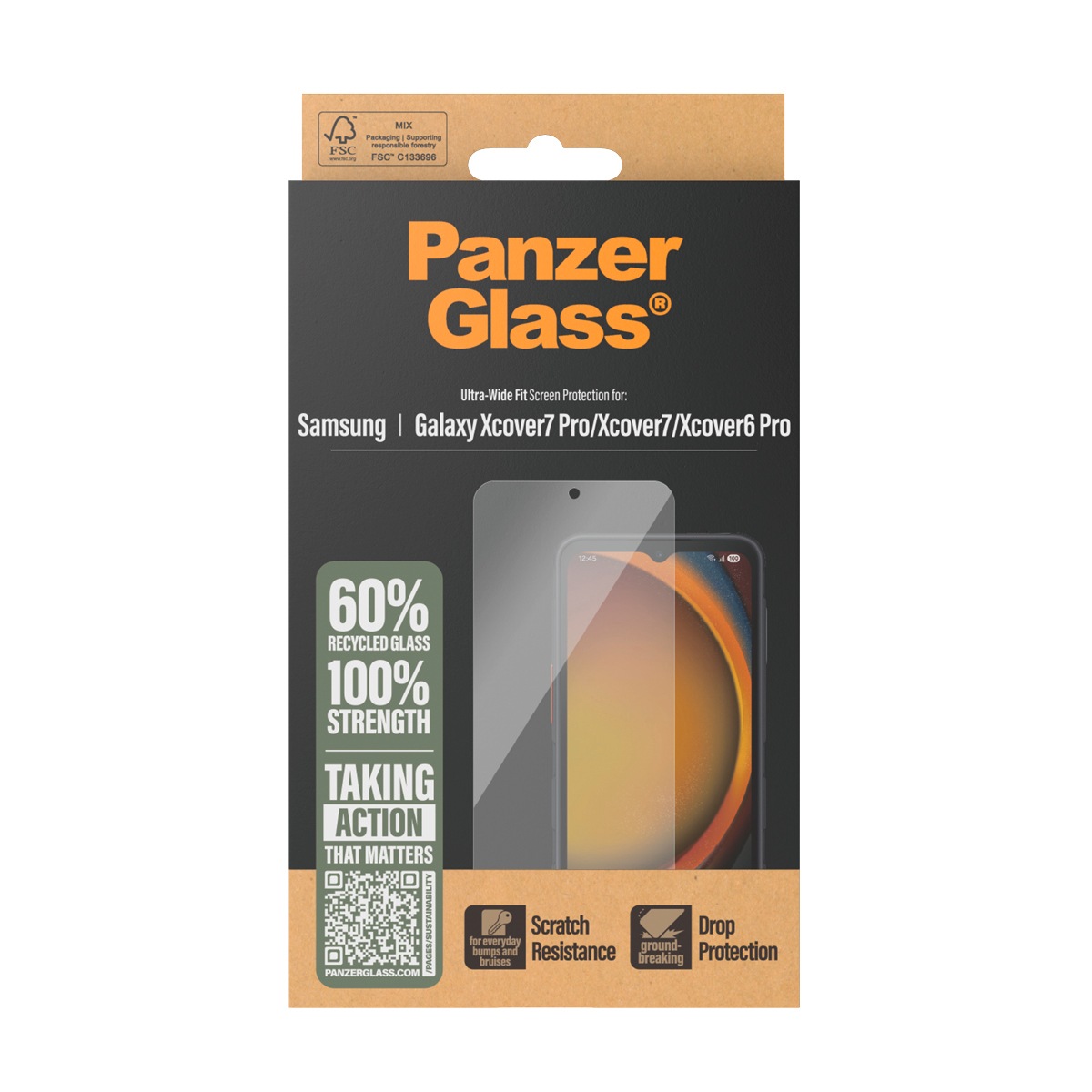 CARE by PanzerGlass Displayschutzglas »Ultra-Wide Fit Screen Protector« für Samsung Galaxy Xcover 6 Pro;Samsung Galaxy Xcover 7;Samsung Galaxy Xcover 7 Pro Displayschutzfolie, Schutzfolie, Bildschirmschutz, kratz- & stossfest