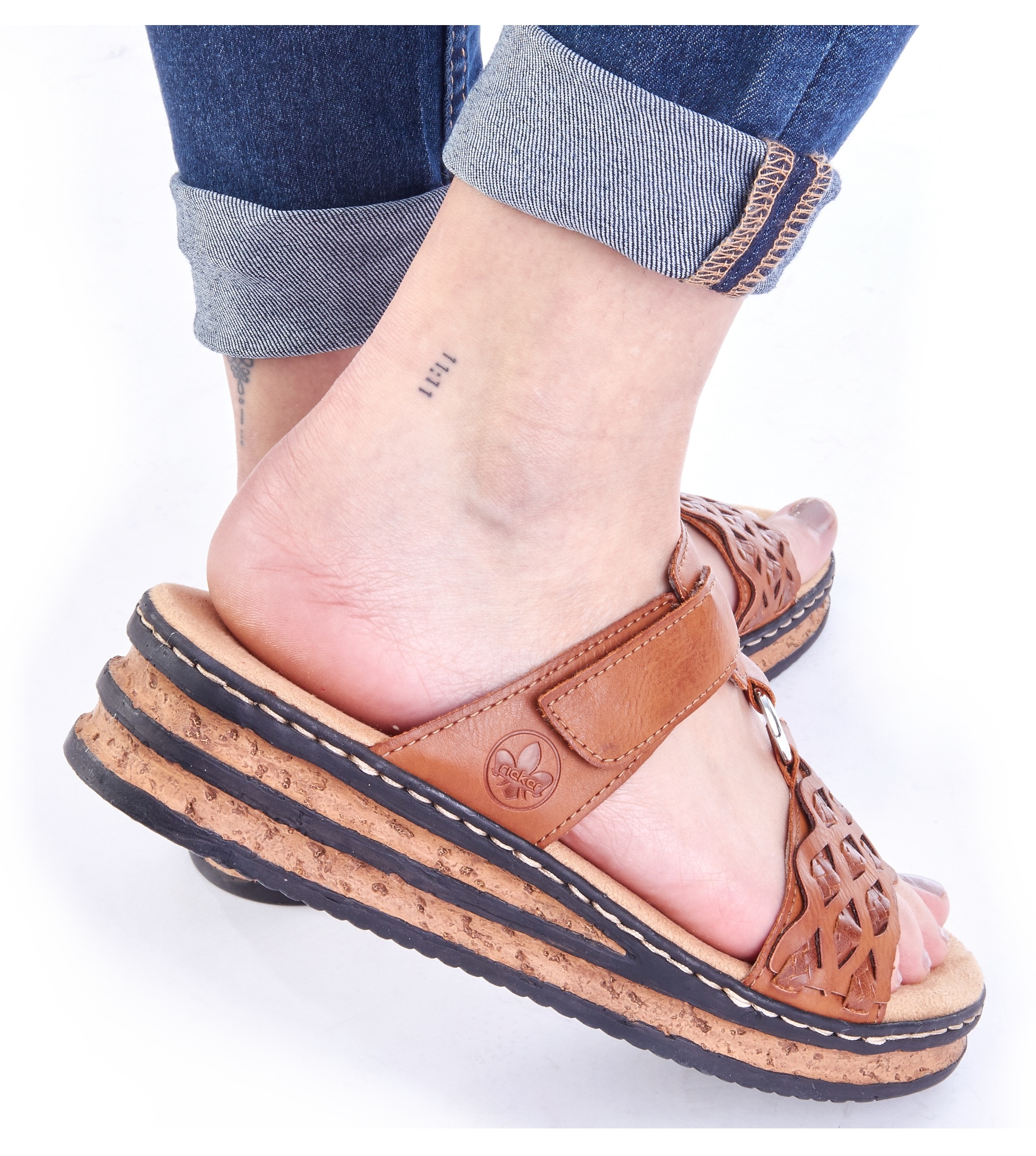 Rieker 1100000002199  Keilabsatz, Sommerschuh, Schlappen mit Riemchen in Flechtoptik