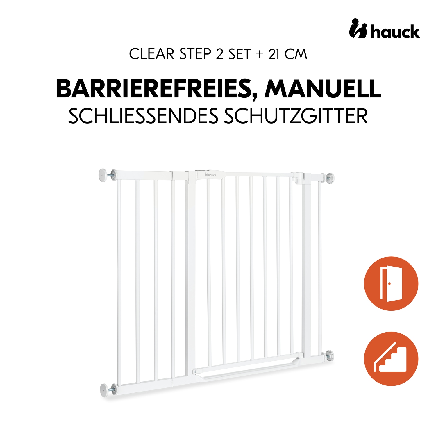 Hauck Türschutzgitter »Clear Step Set 2 inklusive Verlängerung  21 cm, White« auch als Treppenschutzgitter verwendbar, 96-101 cm; flacher Durchgang