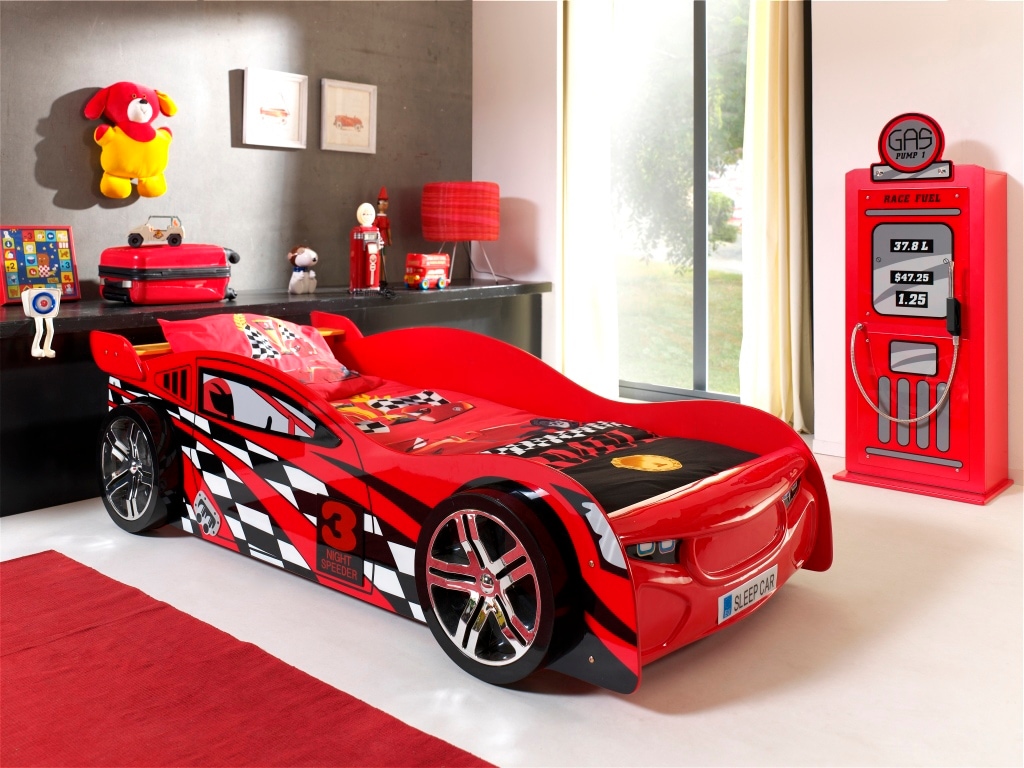 Vipack Lit d'enfant Fabriqué en Europe,  lit voiture de course, lit voiture