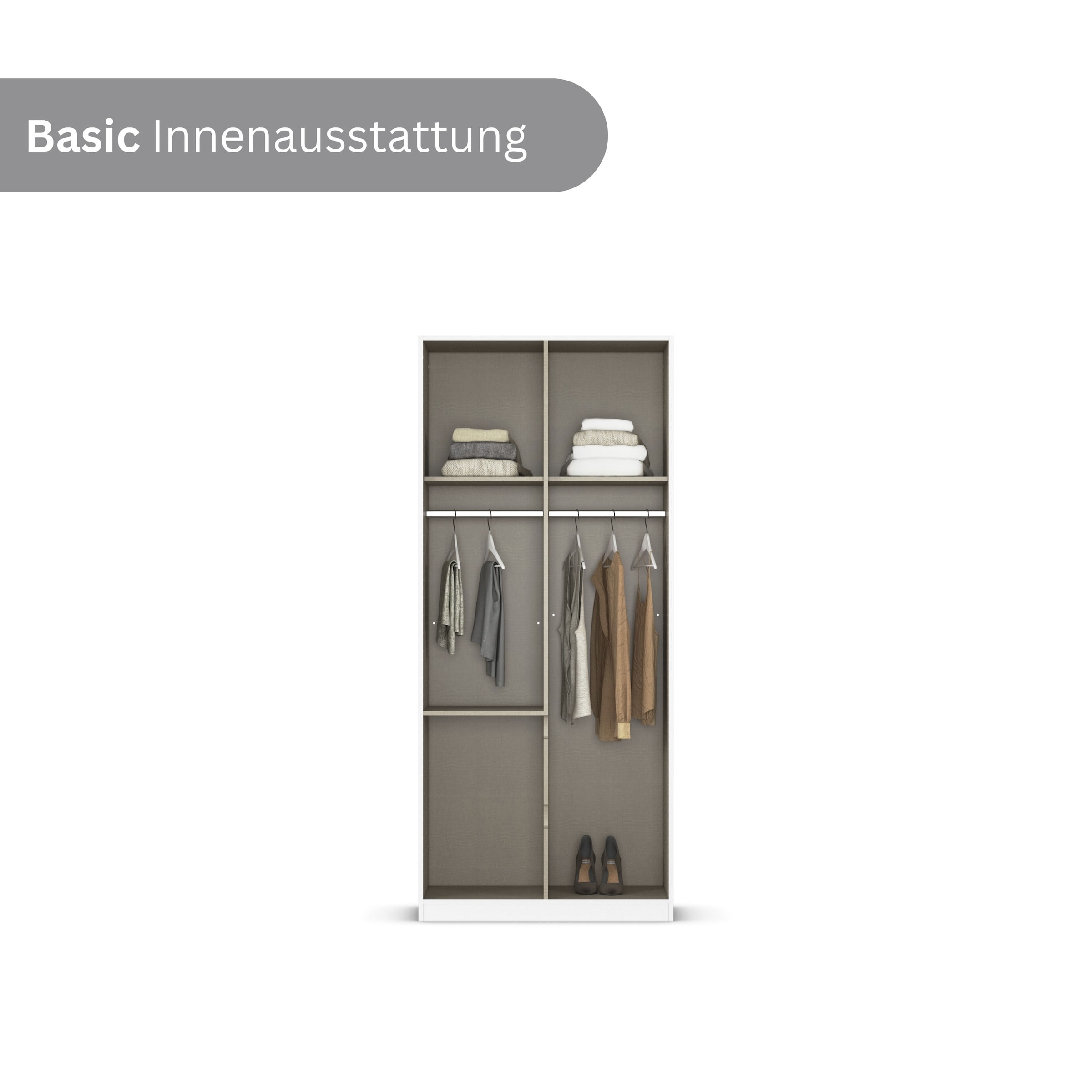 rauch Drehtürenschrank »Mehrzweckschrank Aktenschrank Mietswohnung Garderobe MAINZ 91cm breit« 3 verschiedene Ausstattungen BASIC/CLASSIC/PREMIUM (inkl. SOFT-CLOSE),  grifflose Front, Türen mit Push-to-Open Funktion MADE IN GERMANY