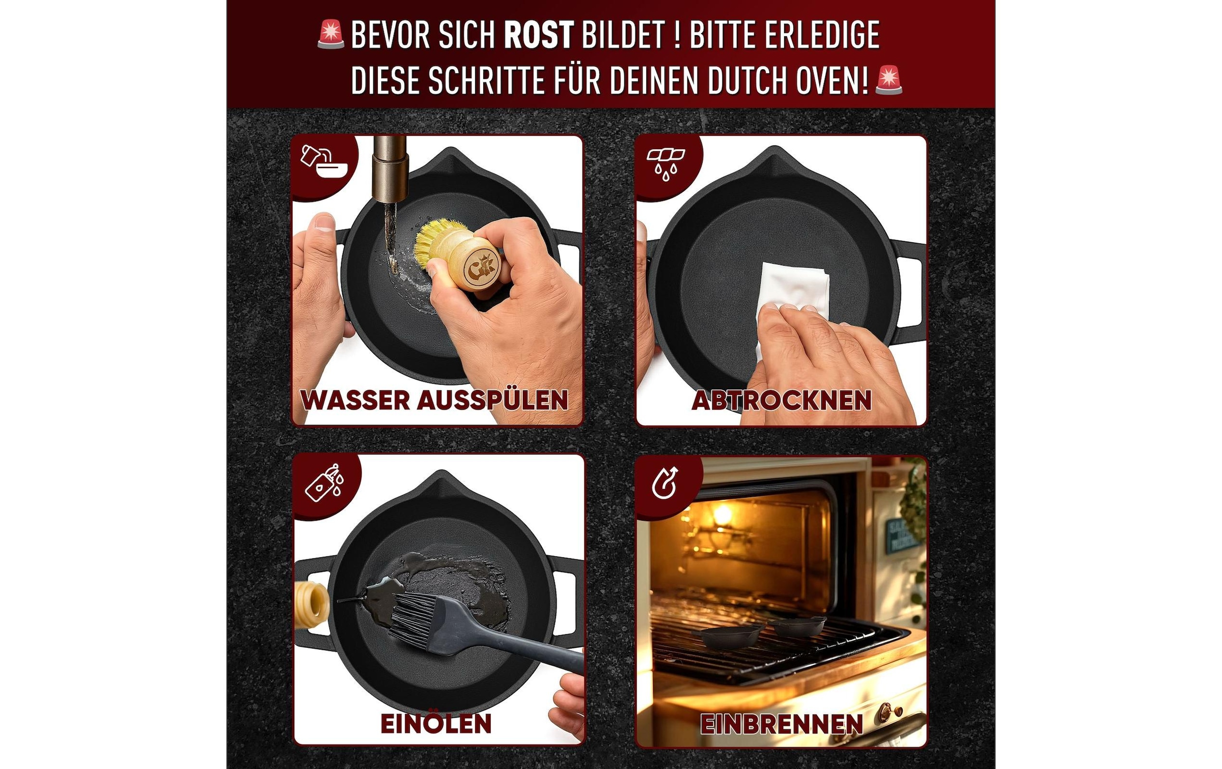   Grilltopf »Gusskoenig Mini Set mit Holzsockel« Gusseisen 4 Stk. tlg. Mini-Rundpfanne, 2er-Set + Holzsockel