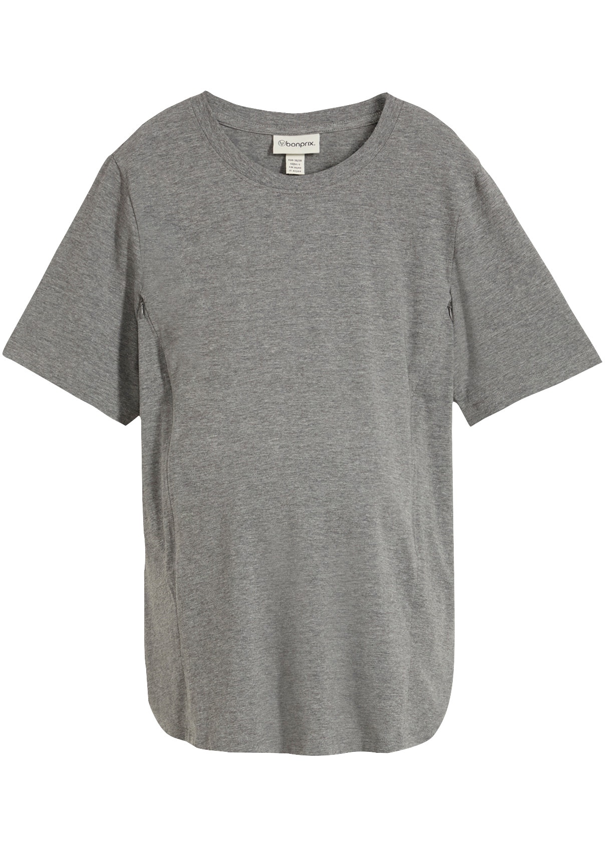 bonprix T-shirt de grossesse avec fermetures éclair pour l'allaitement, col rond, manches courtes