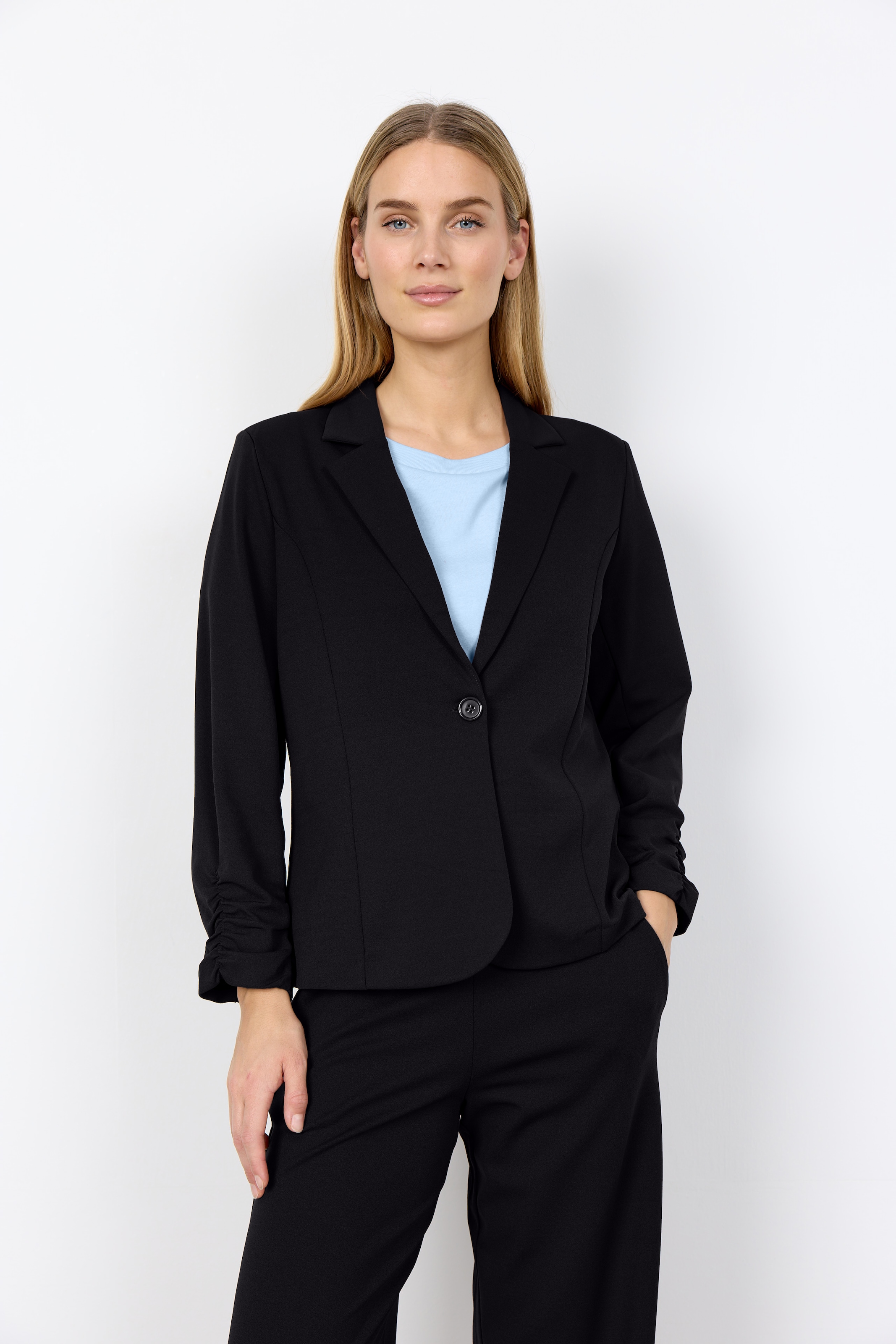 soyaconcept Kurzblazer »SC-SIHAM 97« aus Polyester und Elasthan, normale Schnittform, 1-Knopf-Form