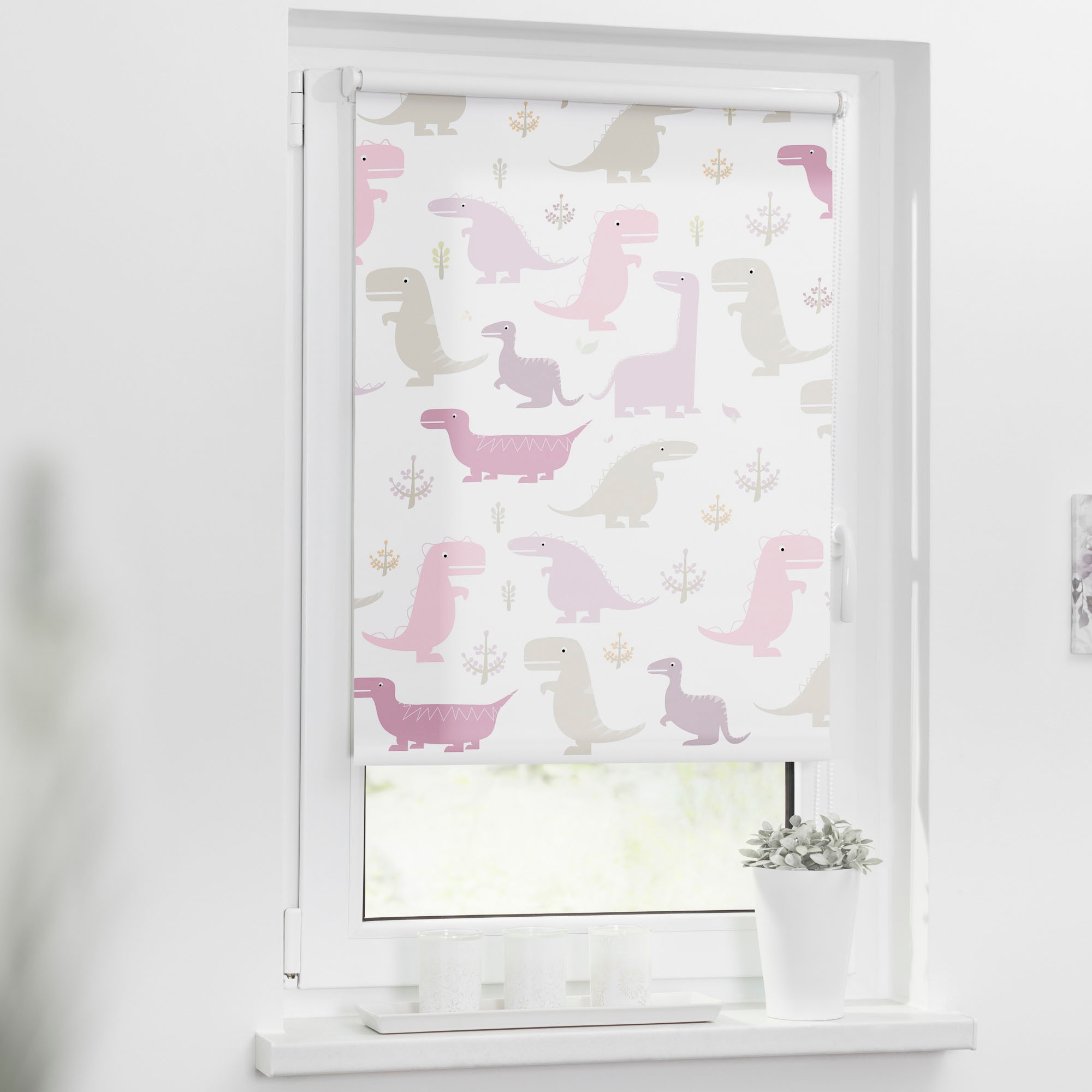 LICHTBLICK ORIGINAL Seitenzugrollo »Klemmfix Digital Dino« verdunkelnd energiesparend ohne Bohren freihängend bedruckt