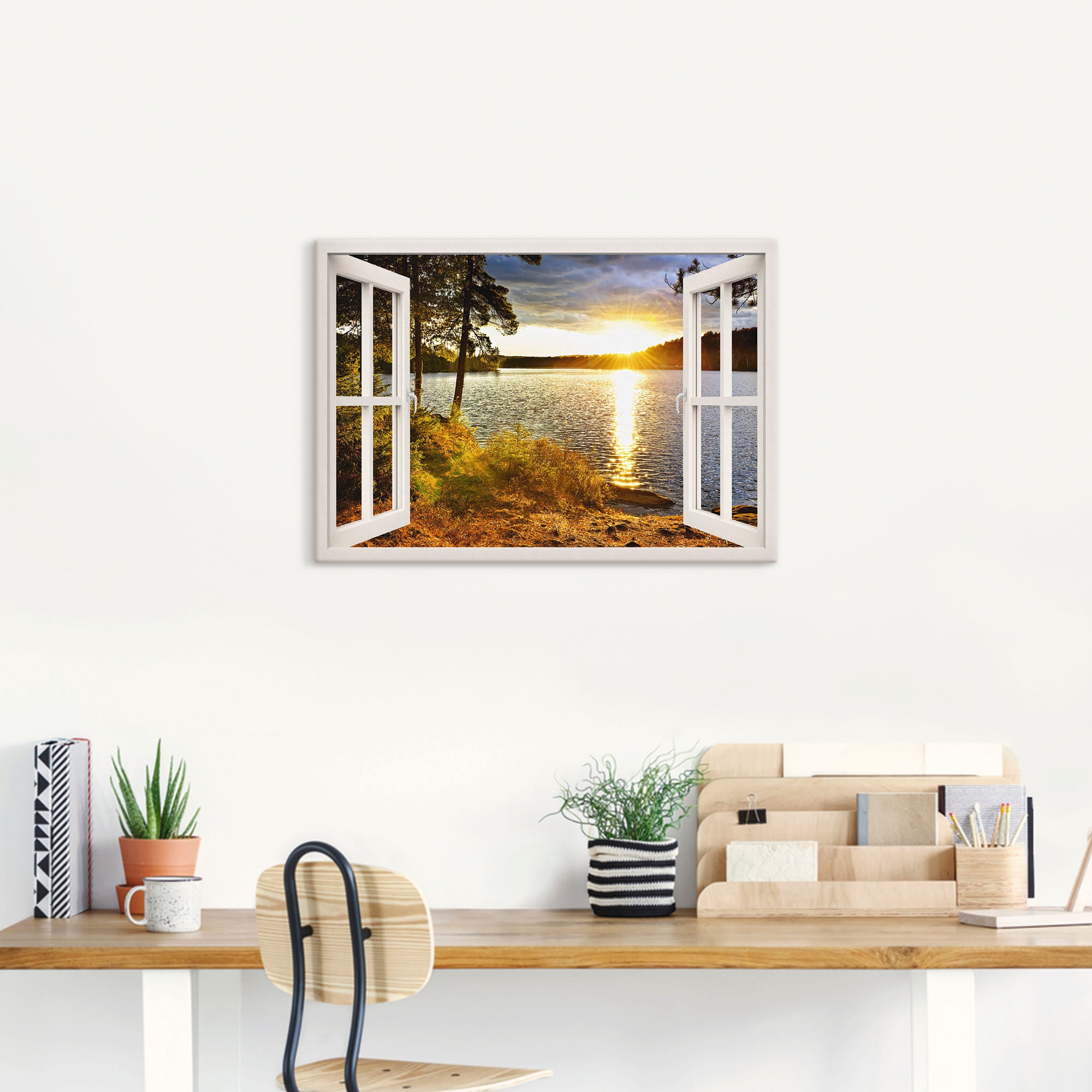 Artland Leinwandbild »Sonnenuntergang im Algonquin Park« Fensterblick 1 Stk. tlg. auf Holzrahmen gespannt