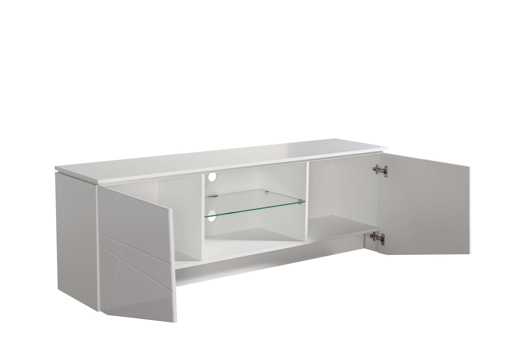 INOSIGN Table basse »Cadiz TV-Board« TV-Kommode mit Hochglanzfronten und Fräsungen, Glasboden