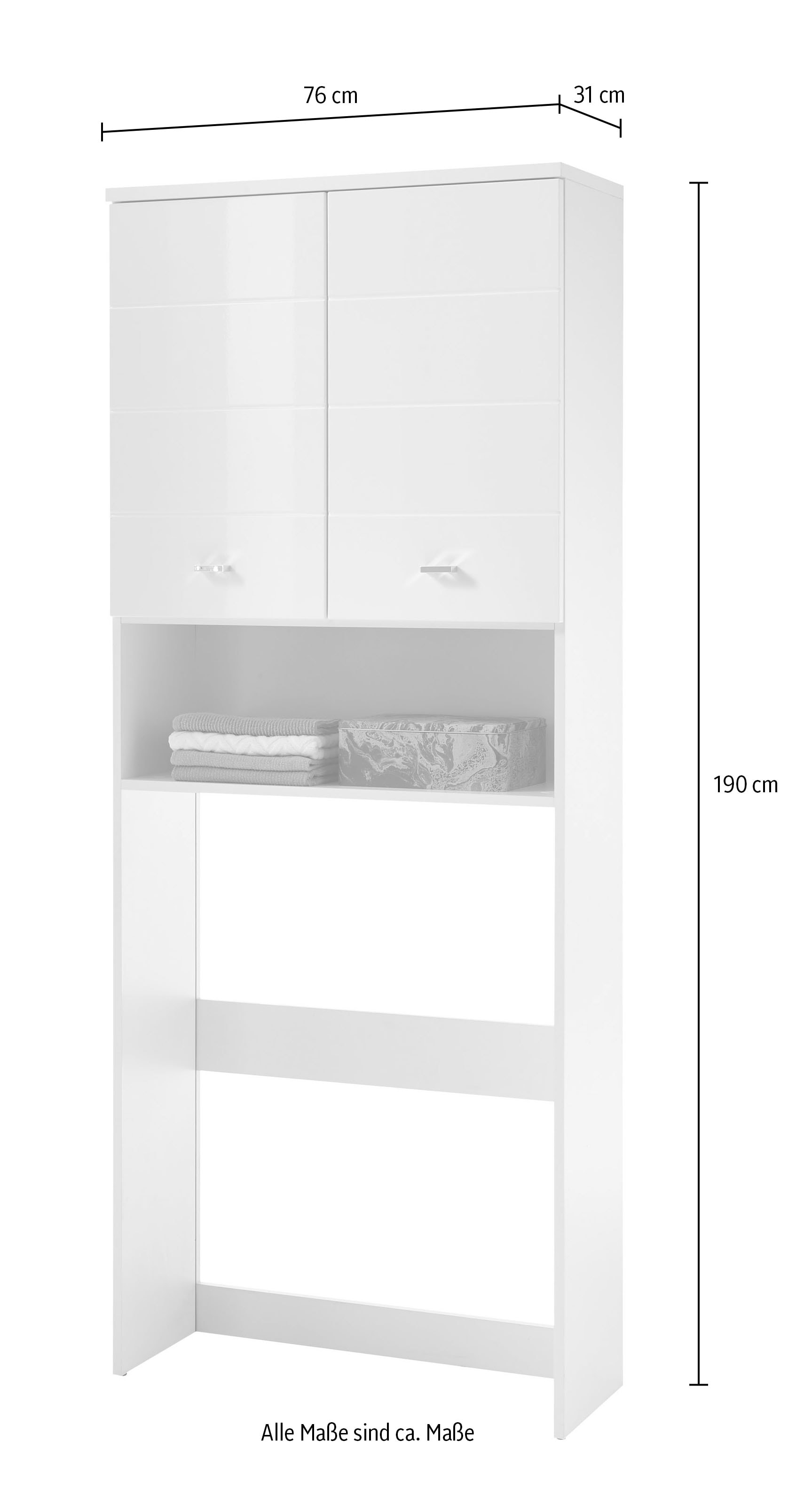 BASIC by Balculina Waschmaschinenumbauschrank »Pool, Badezimmerschrank BxHxT 76x190x31« 1 Stk. tlg. Breite 76cm, Tür L/R montierbar