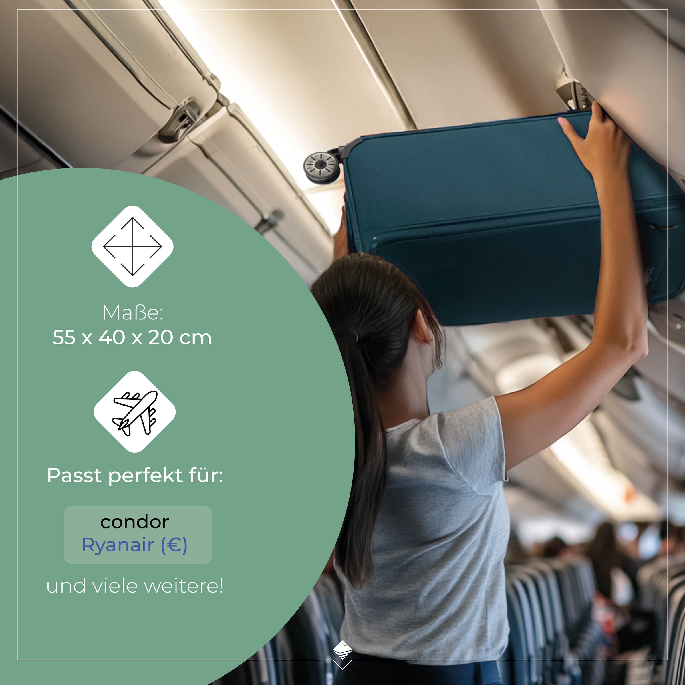 travelite Handgepäck-Trolley »JETPACK Multi 2 Cabin Handgepäck Koffer« 41 l 2 Rollen Weichgepäck, passend für Ryanair, Condor und viele gängige Airlines
