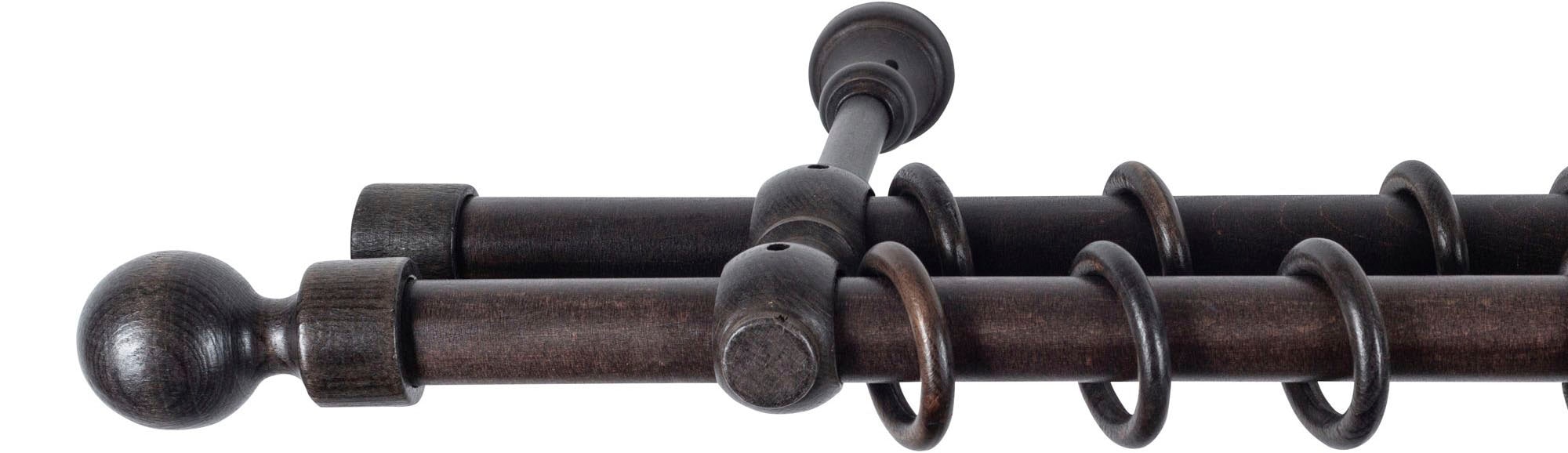 SN DECO GROUP Tringle à rideaux »Giro« 2 läufig-läufig Fixmass 28 mm, Holz, verschiedene Längen und Farben, Komplettset