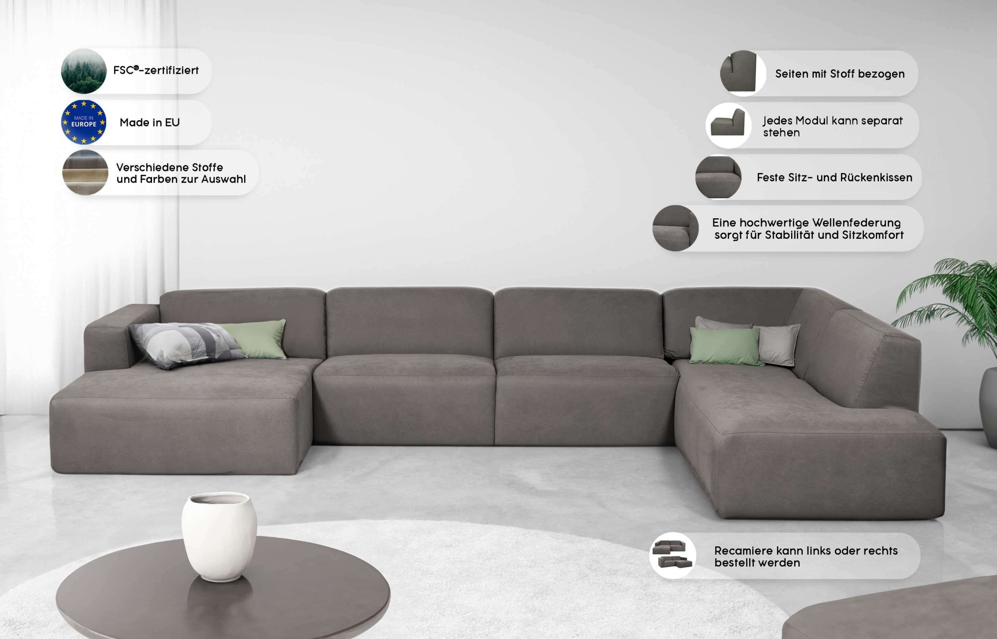 GOODproduct Wohnlandschaft »Kelani« mit dekorativer Knopfsteppung an den Armlehnen