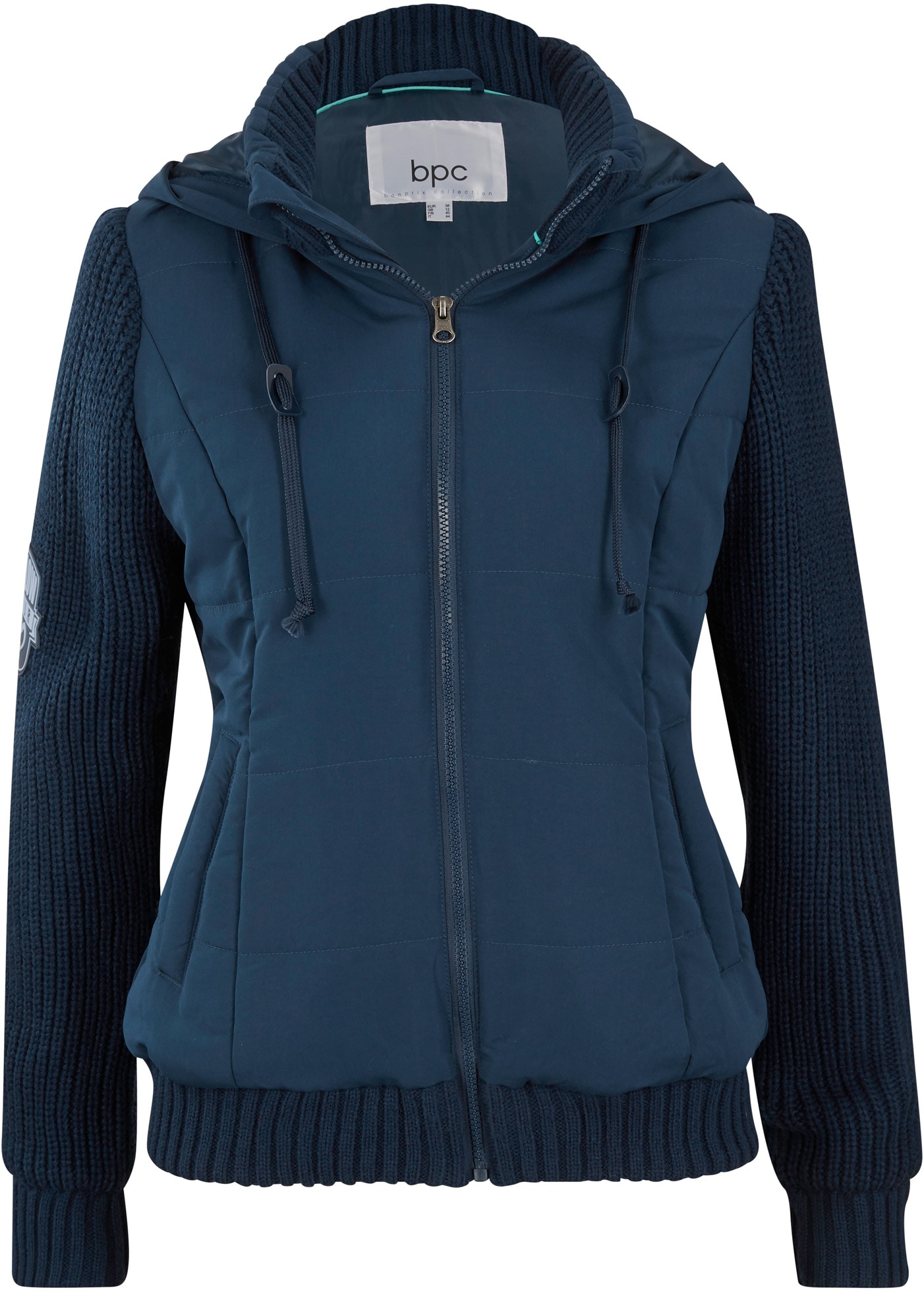 bonprix Veste courte mit Kapuze figurumspielende Passform, mit Strickärmeln und Kapuze