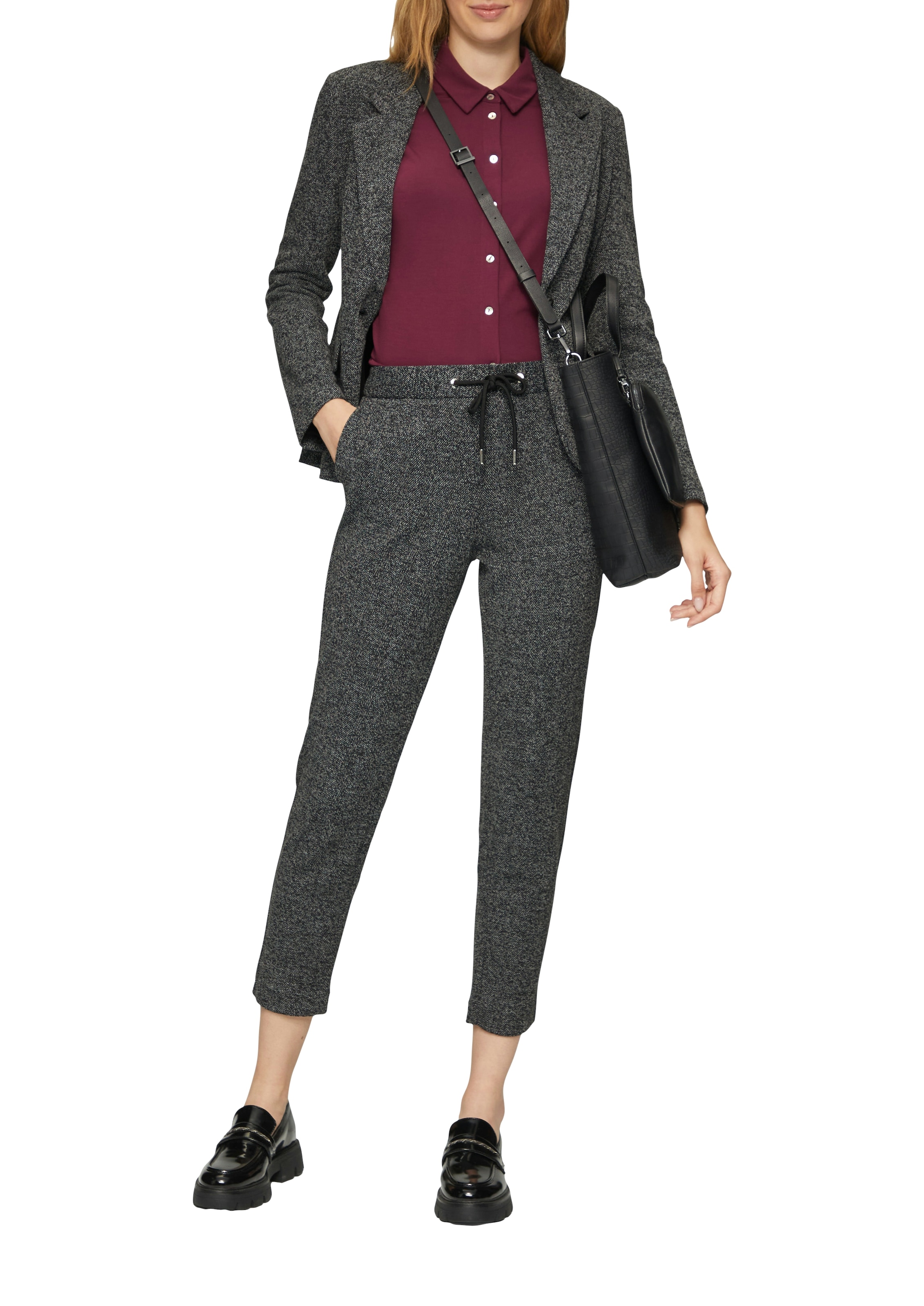 s.Oliver BLACK LABEL Pantalon en tissu  Sommerhose meliert, mit Kordelzug