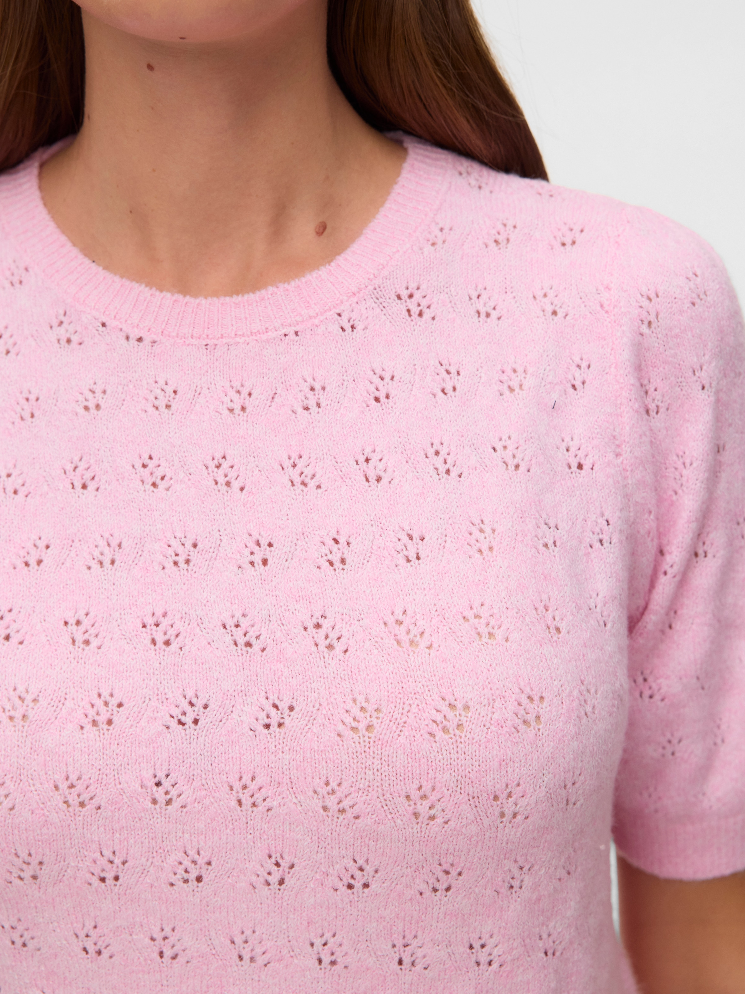 Vero Moda Kurzarmpullover »VMDOFFY STITCH 2/4 O-NECK PULLOVER NOOS« Materialmix, regular fit
