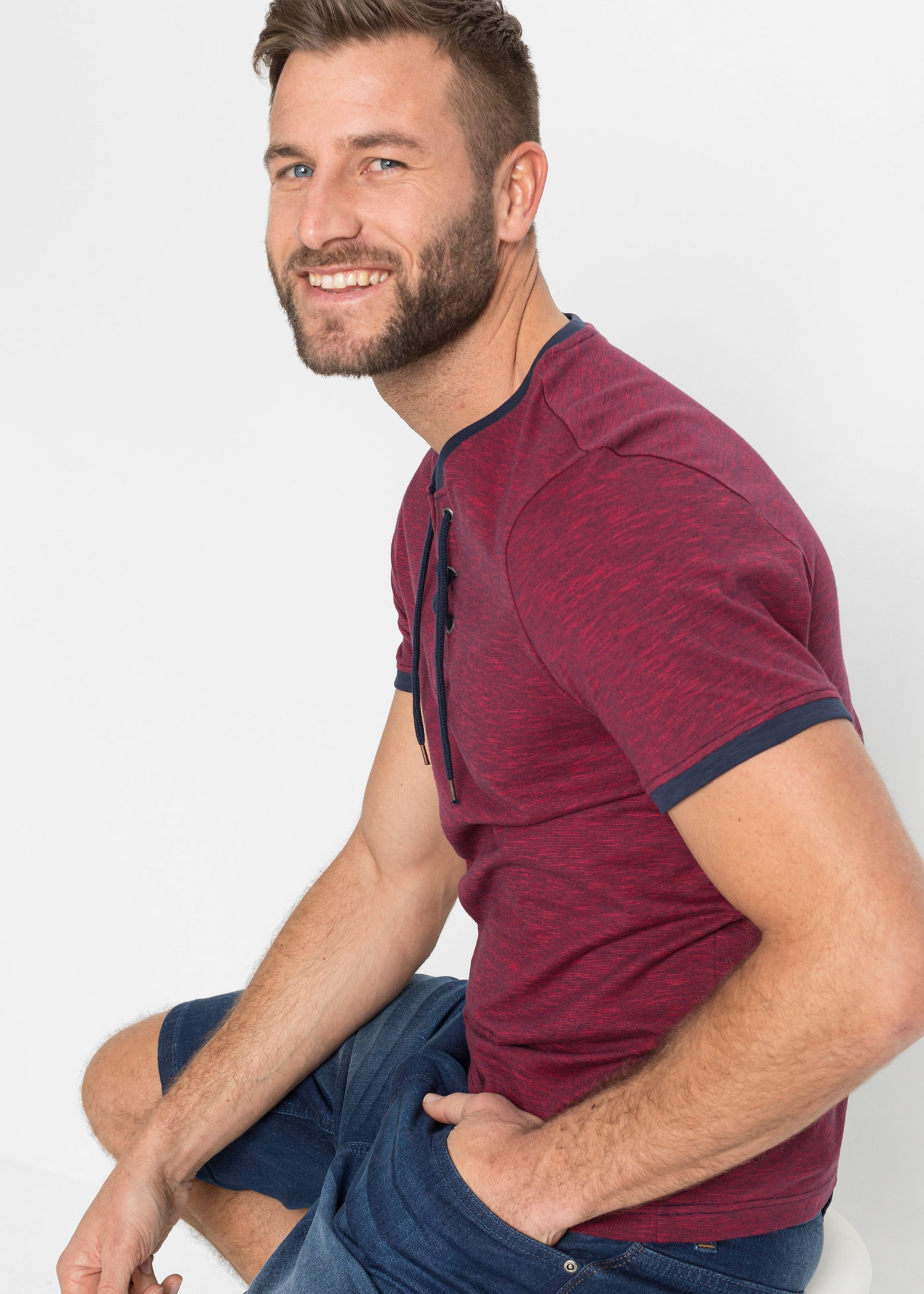 bonprix T-Shirt »T-Shirt mit Schnürung aus Baumwolle« T-Shirt mit Schnürung aus Baumwolle