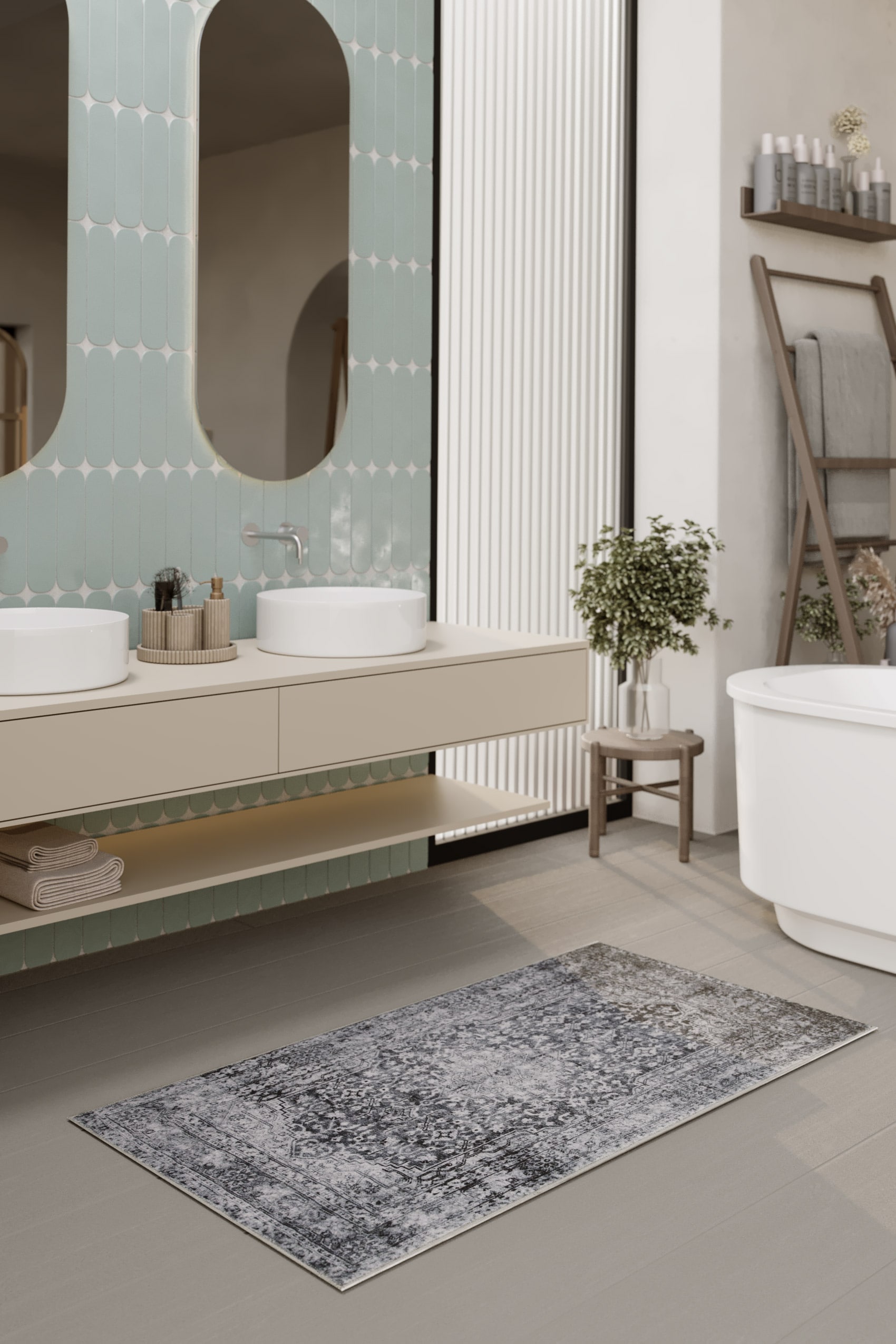 Wecon home Tapis de bain »Ralph« Höhe 0,5 mm Vintage, waschbar, rutschfest, schnell trocknend, weich, Badteppich