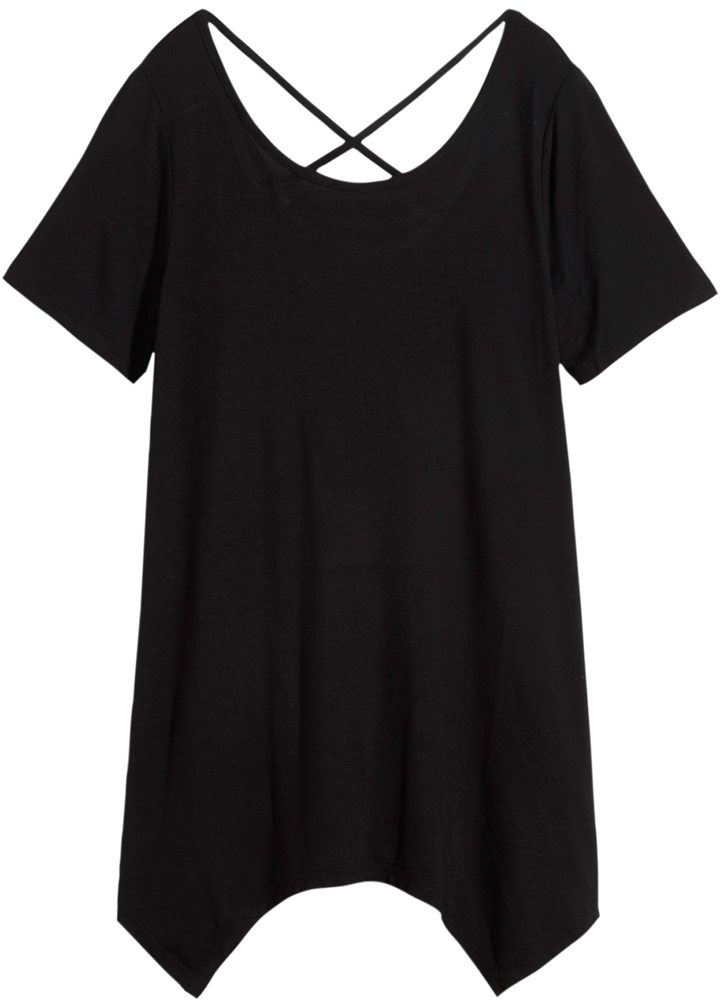 bonprix T-shirt long »Zipfel Longshirt, kurzarm« A-Linie Passform, Kurzarm, aus Viskose und Elasthan, Zipfel-Design