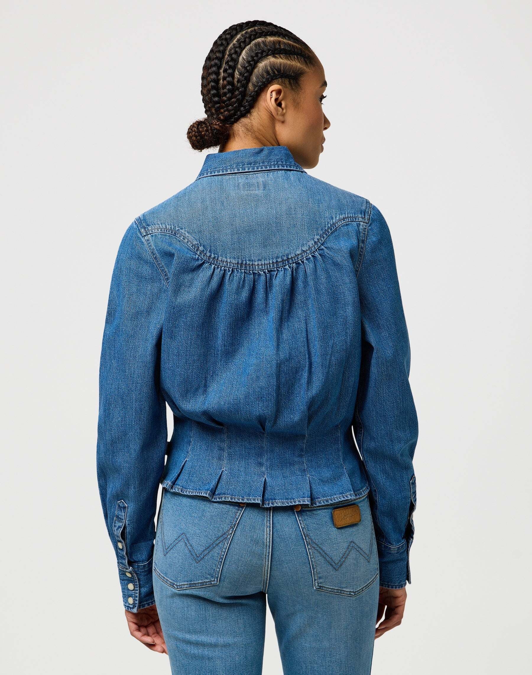 Wrangler Blouse en jean »WRANGLER Jeanshemd Femme Peplum Shirt«