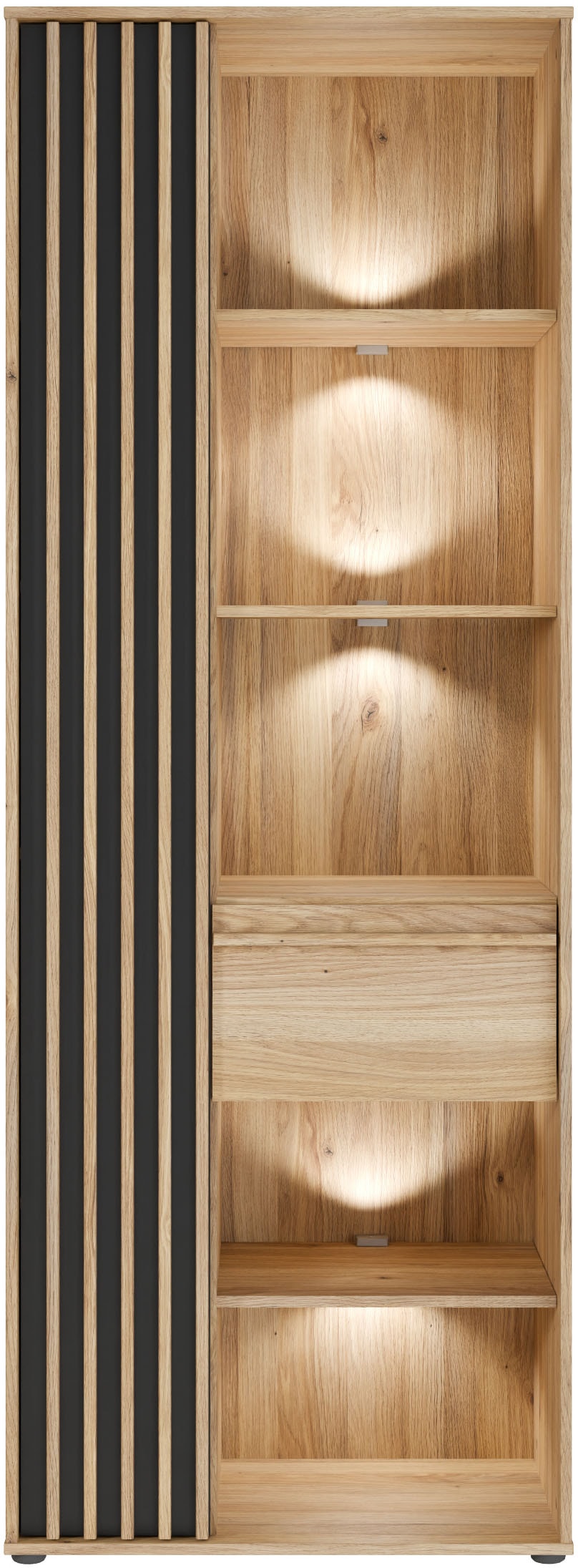 FORTE Étagère »Stauraumregal, 1T/1SK, Soft Close, Vollauszug SK« L/H/P 73,1/200,1/41,7 cm éclairage optionnel