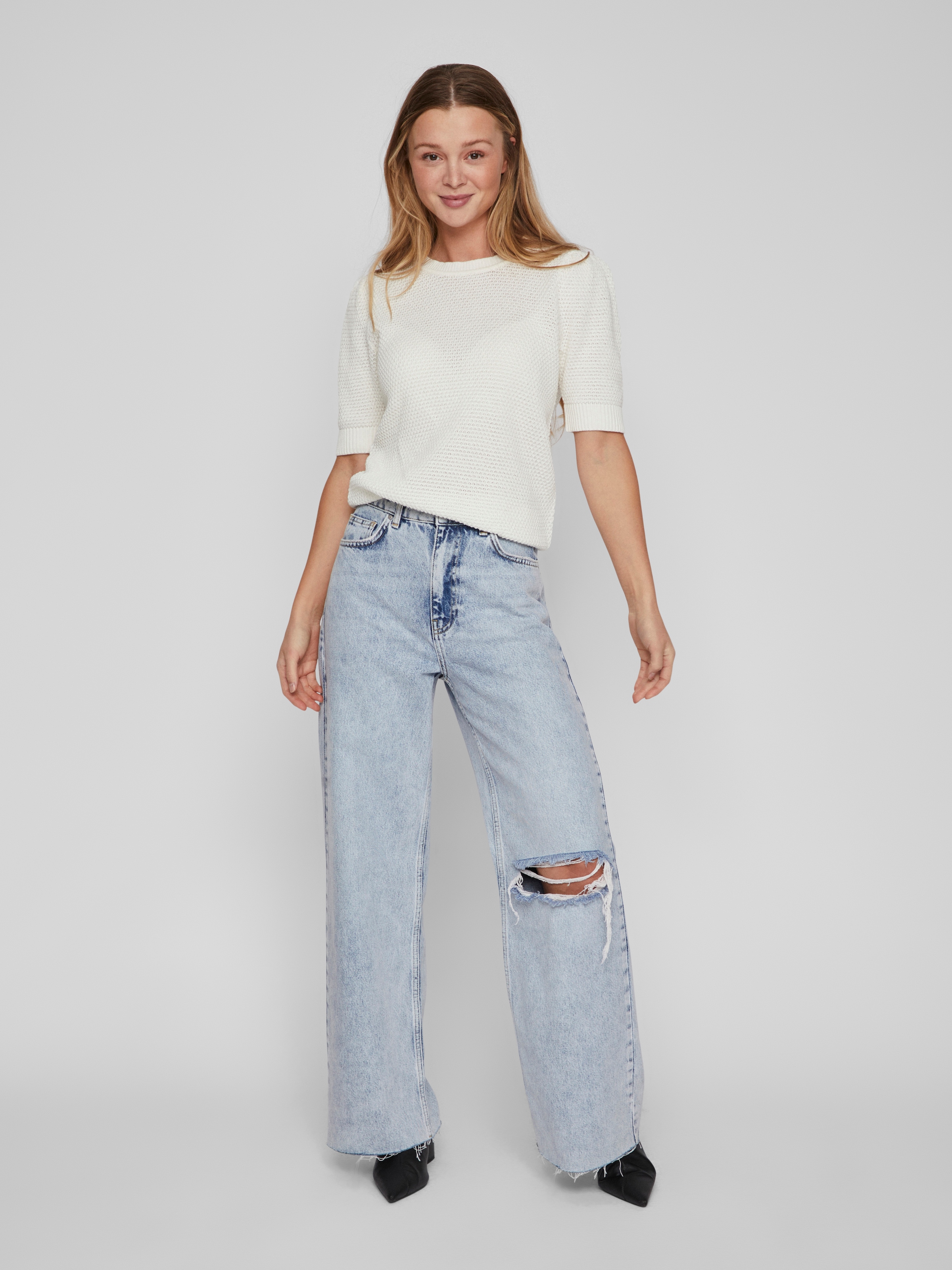 Vila Pull à manches courtes »VIDALO O-NECK S/S KNIT TOP - NOOS«
