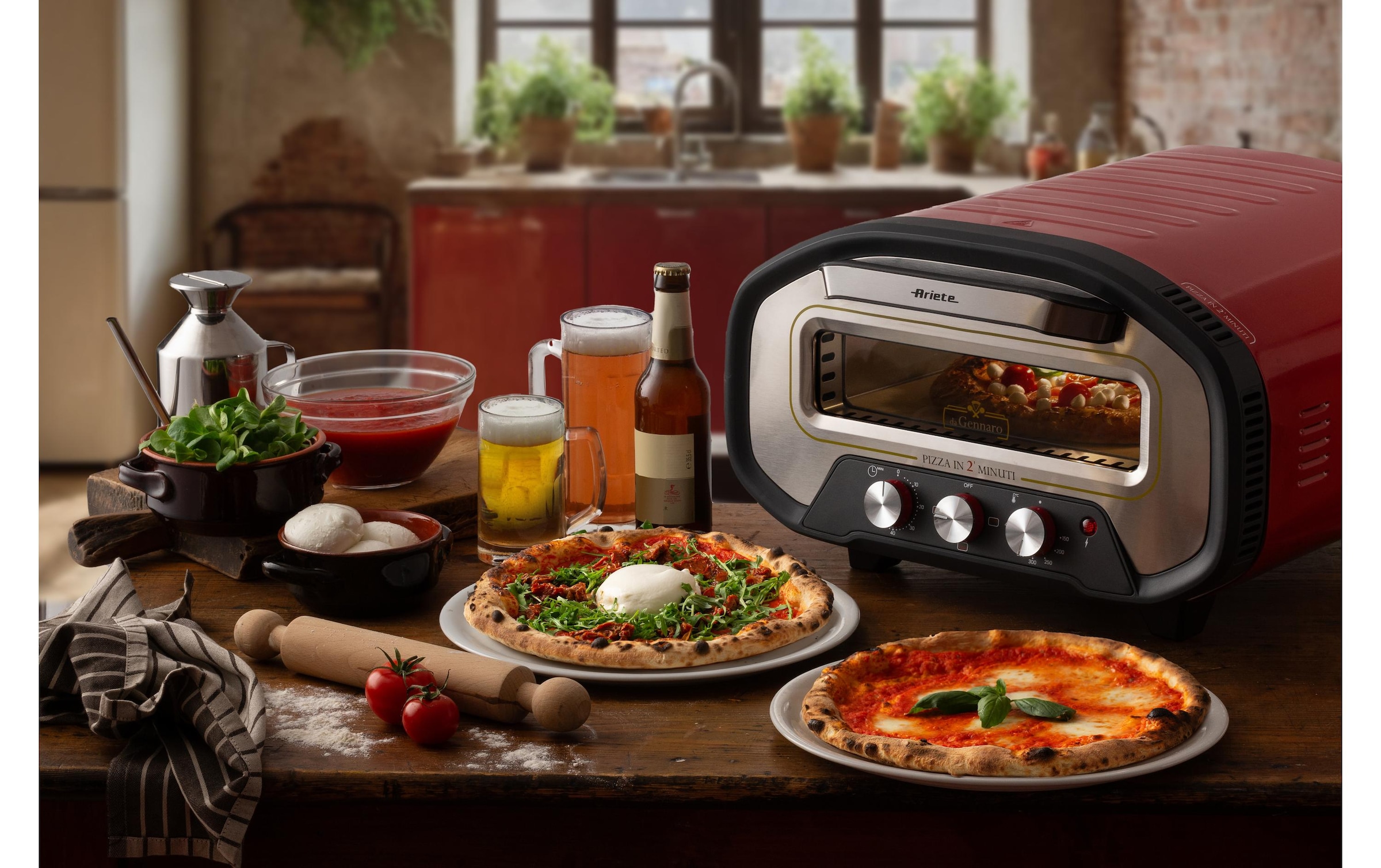 Ariete Four à pizza »3901« jusqu’à 430°C, pierre à pizza amovible, accessoires inclus