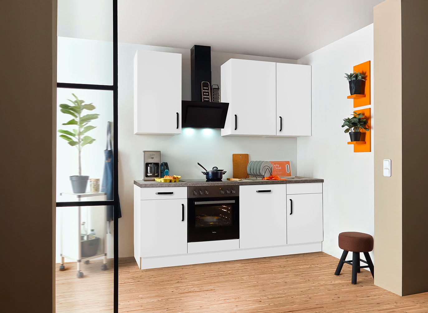 wiho Küchen Küchenzeile »"Simi", wahlweise mit E-Geräten, mit verstellbaren Füssen« Soft-Close-Funktion in Schubkästen und Auszügen, Breite 220 cm