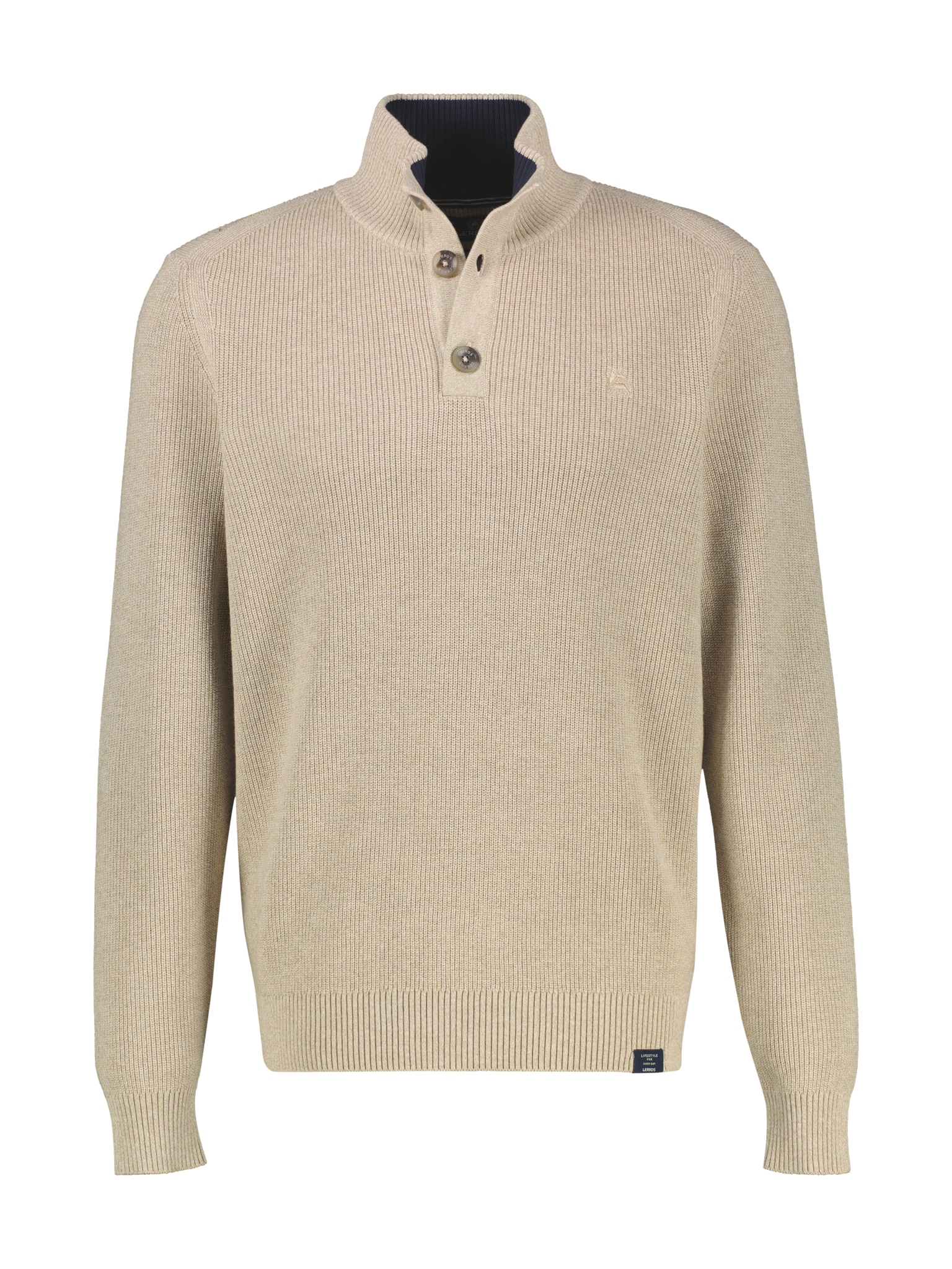 LERROS Pull en tricot avec col Troyer et patte de boutonnage courte