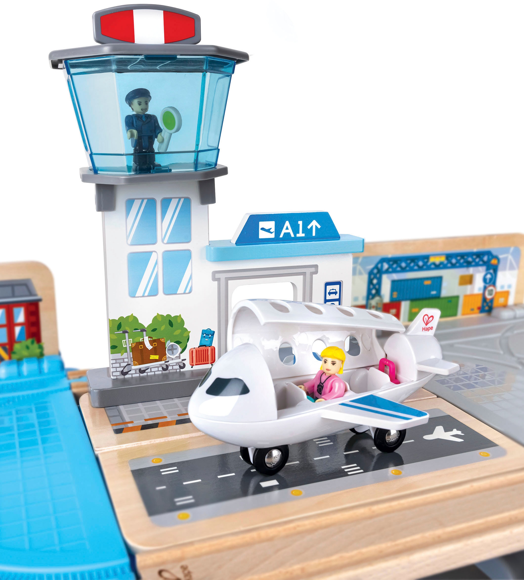 Hape Train jouet »Grossstadtlandschaft Eisenbahn in Aufbewahrungsbox«