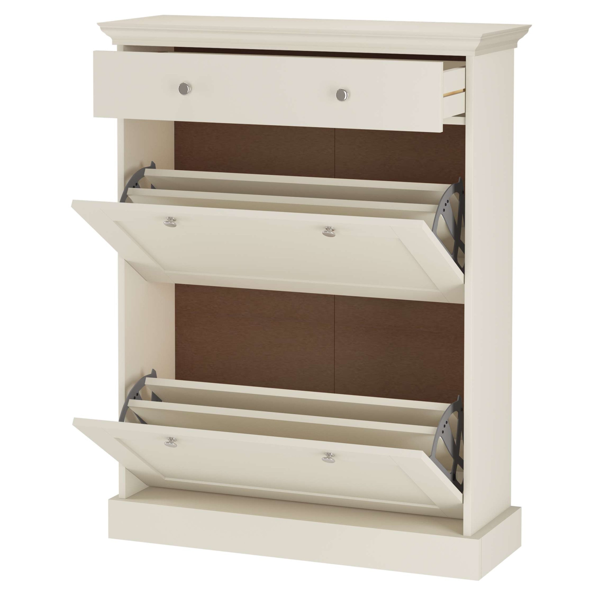 GOODproduct Schuhkommode »Binz Schuhschrank mit 2 Klappen und 1 Schublade mit Metallknopfgriffen« mit schönen Metallgriffen und vielen Stauraummöglichkeiten, Höhe 105cm