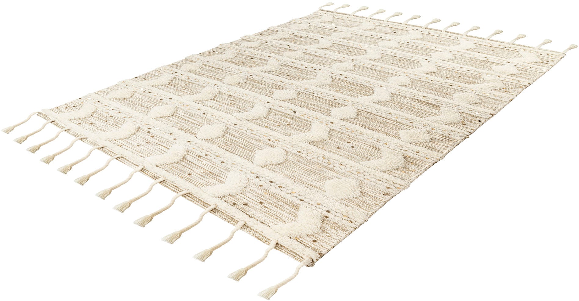 me gusta Wollteppich »Bohist 425« rechteckig 18 mm Höhe Wohnzimmer, Hoch-Tief-Struktur, Boho, Ethno