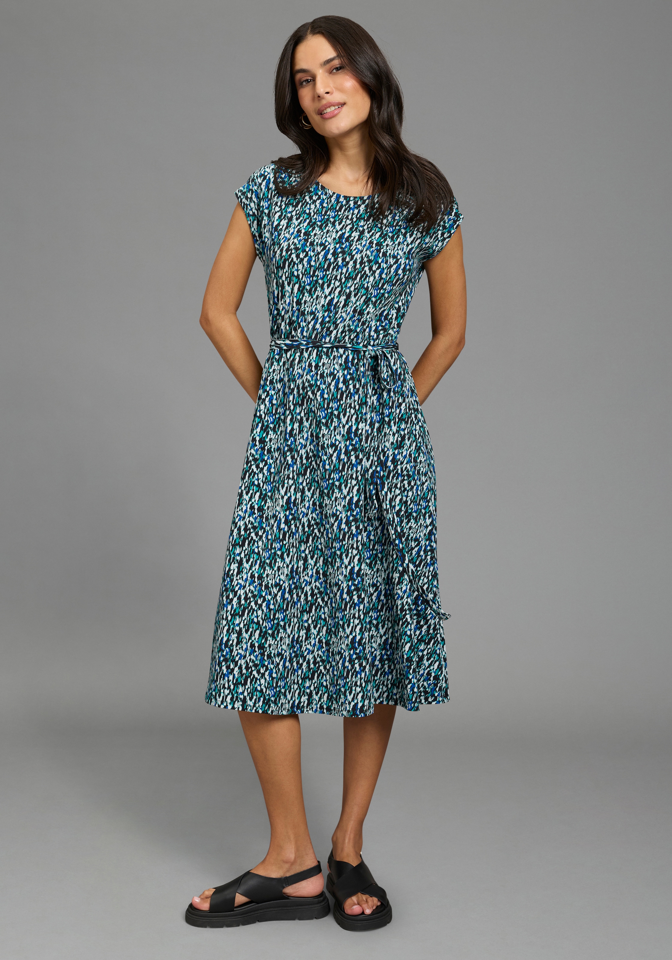 Laura Scott Robe d'été knieumspielende Länge, aus Jersey-Material, gemustert