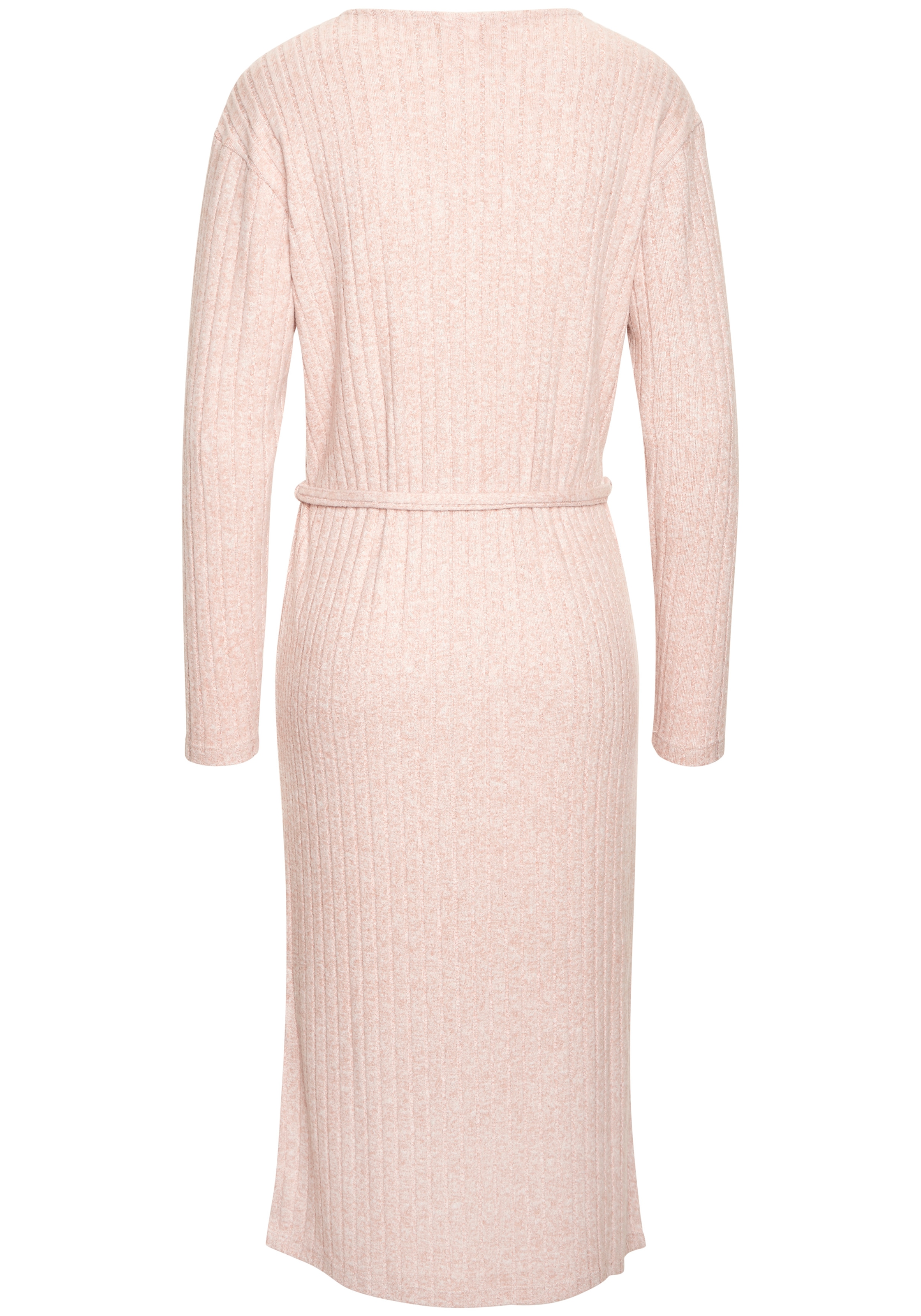 LASCANA Robe en tricot Lounge-/ Rippkleid mit weiten Ärmeln und Taillenband, Loungewear