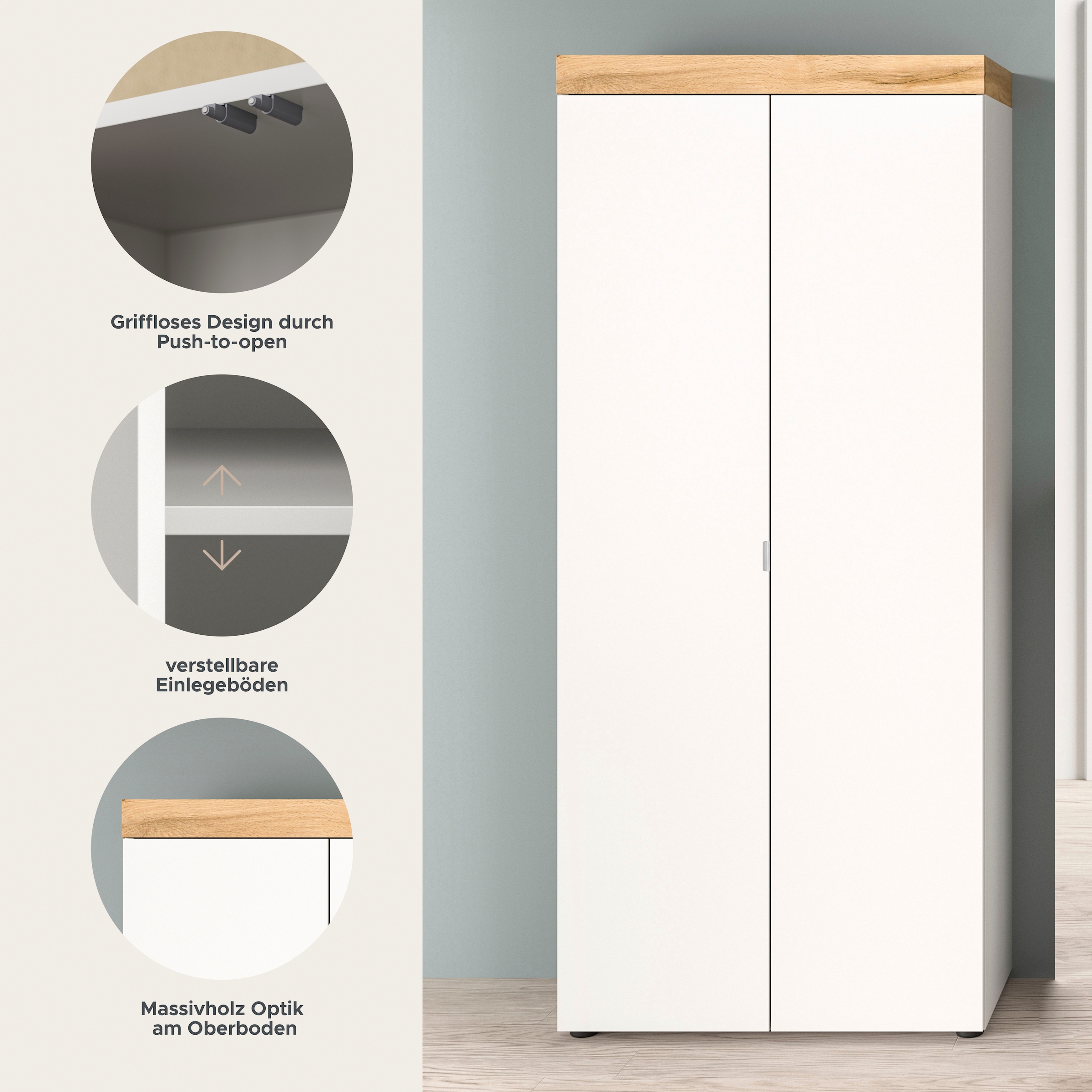 GOODproduct Armoire à chaussures »MAMBO II, Höhe 179 cm, 2 Türen, 9 Einlegeböden« 1 cuis tlg. armoire à chaussures, commode à chaussures, couloir, entrée