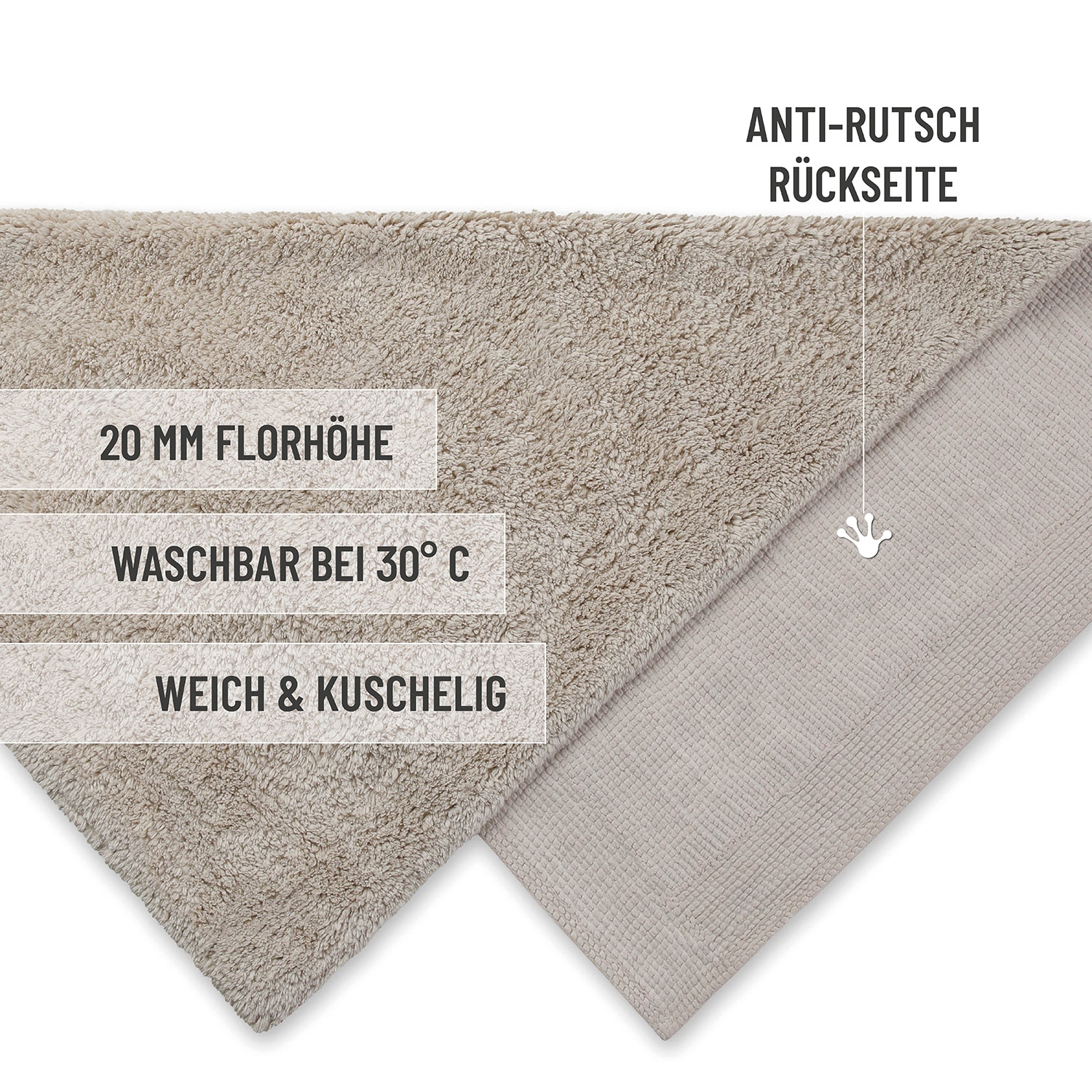 Wecon home Basics Tapis de bain »Erik« Höhe 20 mm lavable, antidérapant, très doux, résistant, facile d'entretien
