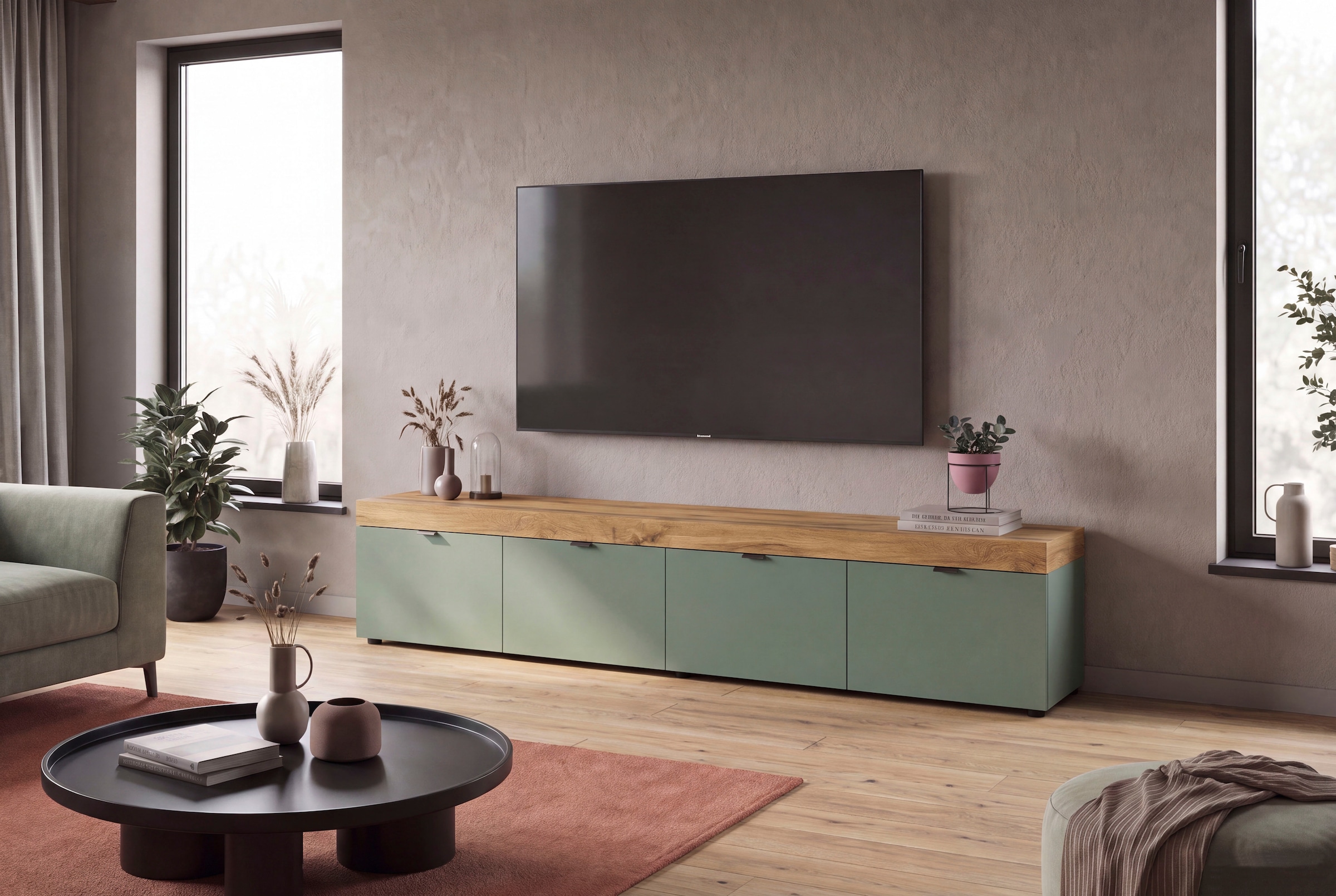 GOODproduct Lowboard »MAMBO II, Breite 200 cm, 4 Klappen, 4 Fächer« 1 Stk. tlg. Lowboard, TV Unterschrank, TV-Schrank, Wohnzimmer