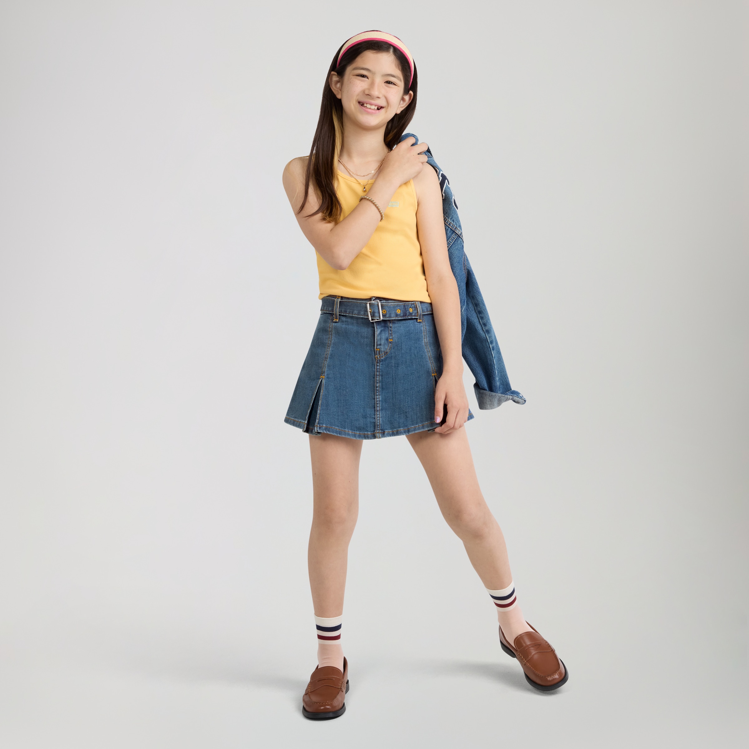 Levi's® Kids Jupe en jean »LVG PLEATED SKORT W BELT« short jupe en denim avec ceinture en jean / pour filles